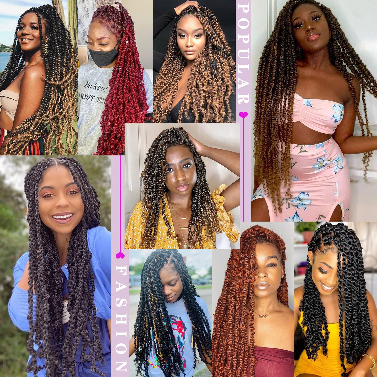 7 Packs Passion Twist Hair 22 Inch Water Wave Synthetic Braids For Passion Twist Crochet Braiding Hair Goddess Locs Long Bohemia