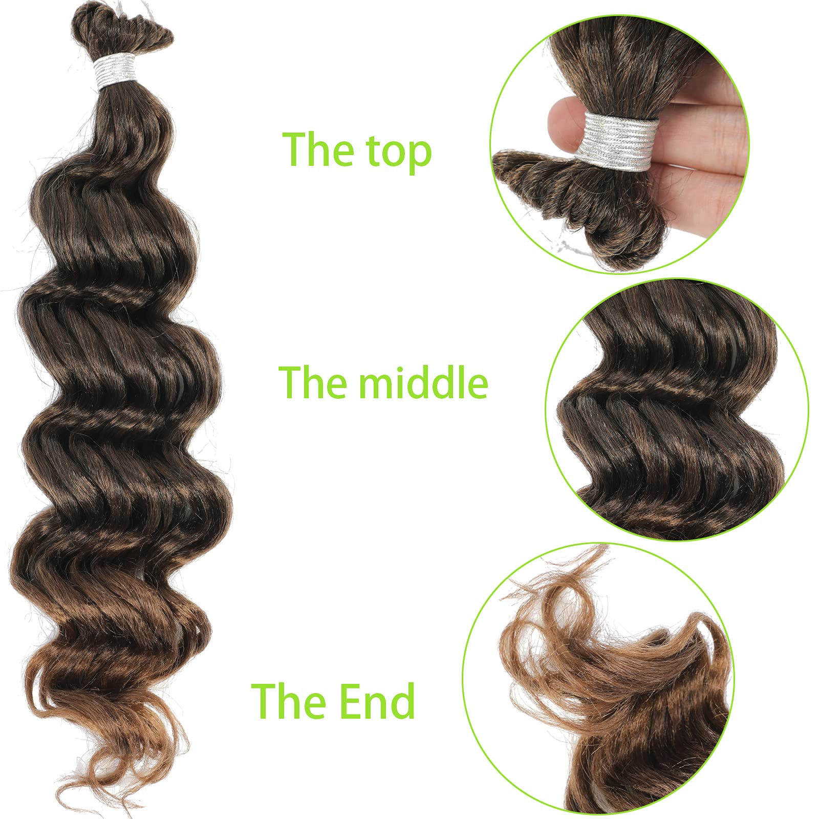 Svolna Ocean Wave Crochet Hair 14 Inch Synthetic Braiding Extensions, T30 - 7 Packs Deep Wave Short Braids for Women