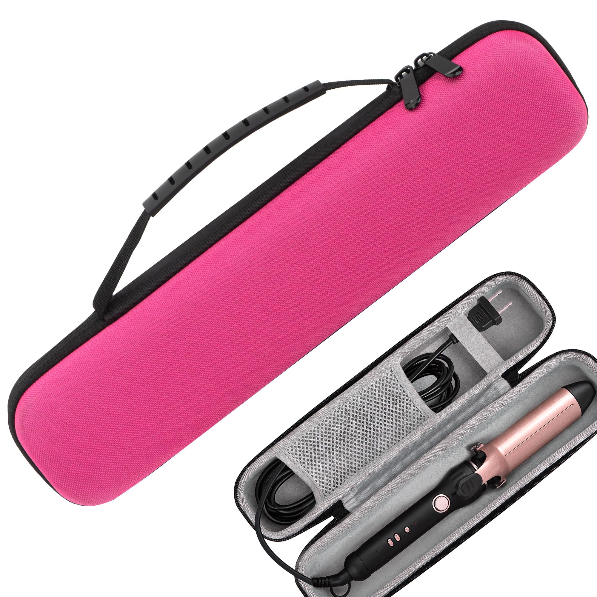 SHIDOW 1Pack Rose Pink Hard EVA Curling Iron Travel Case
