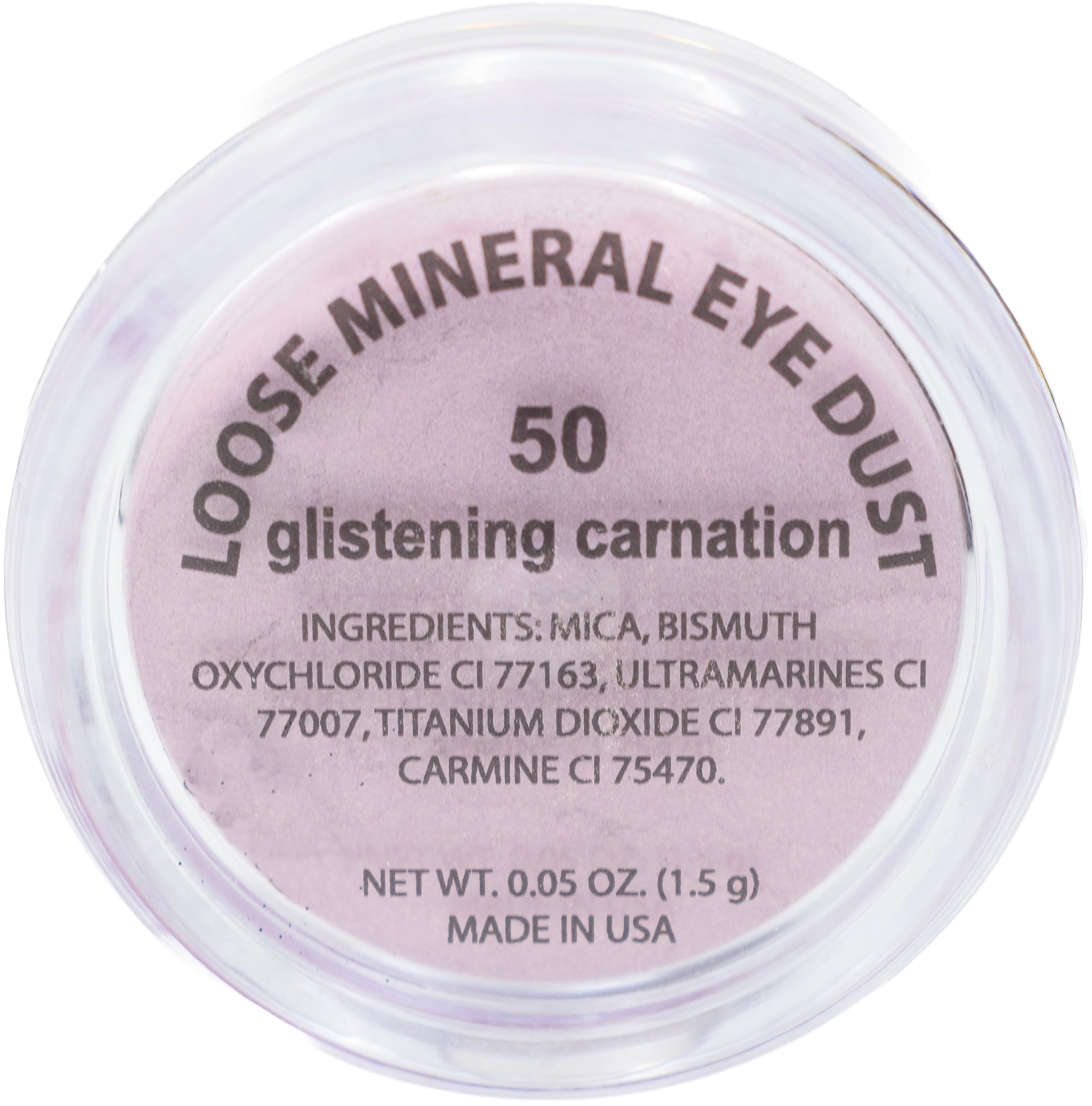 Pure Ziva Glistening Carnation Light Bright Pale Pink Mineral Single Loose Powder Eyeshadow; Talc & Paraben Free, No Animal Test