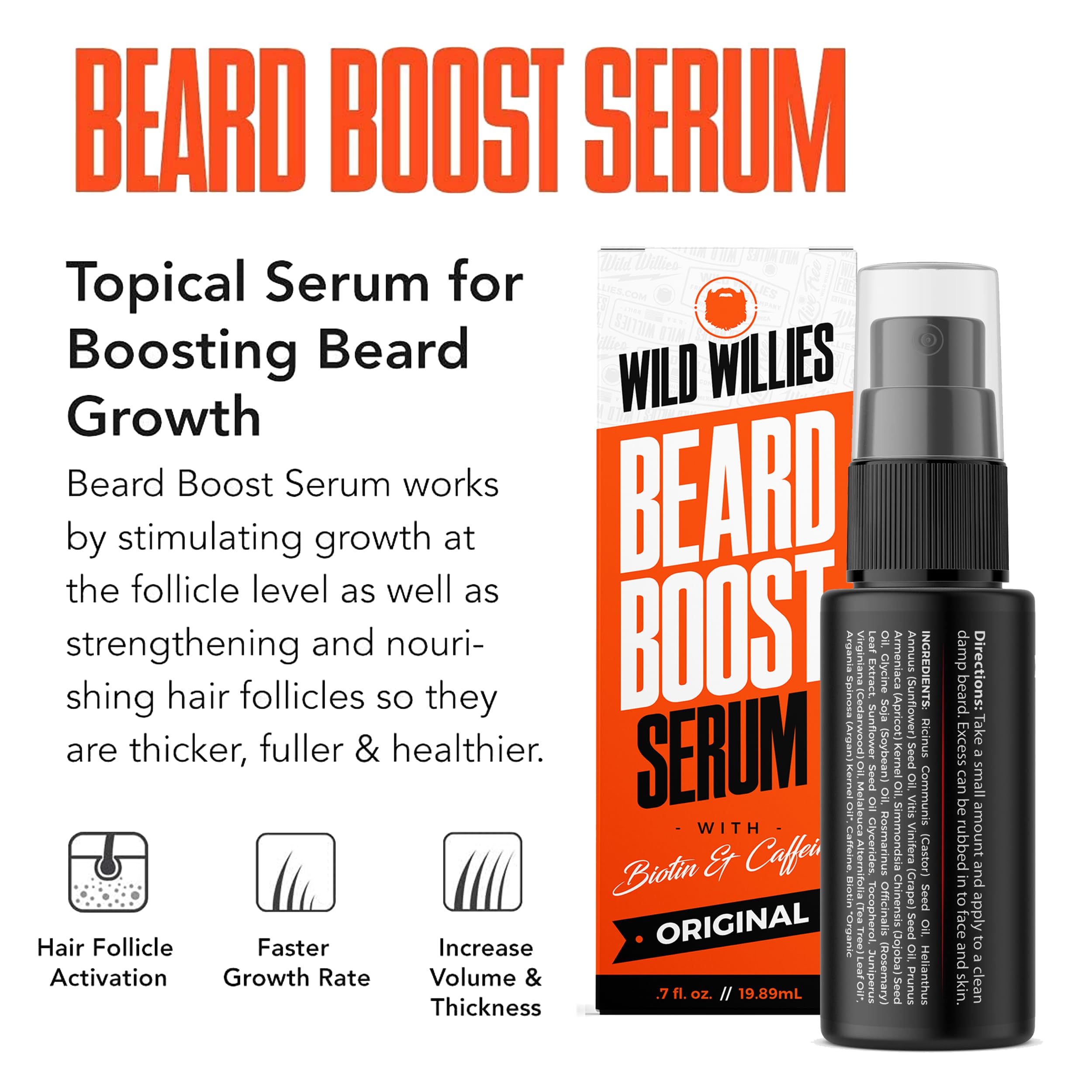 Wild Willies Beard Care Kit: Beard Butter, Boost Serum, Straightener Brush For Thicker, Fuller Hair
