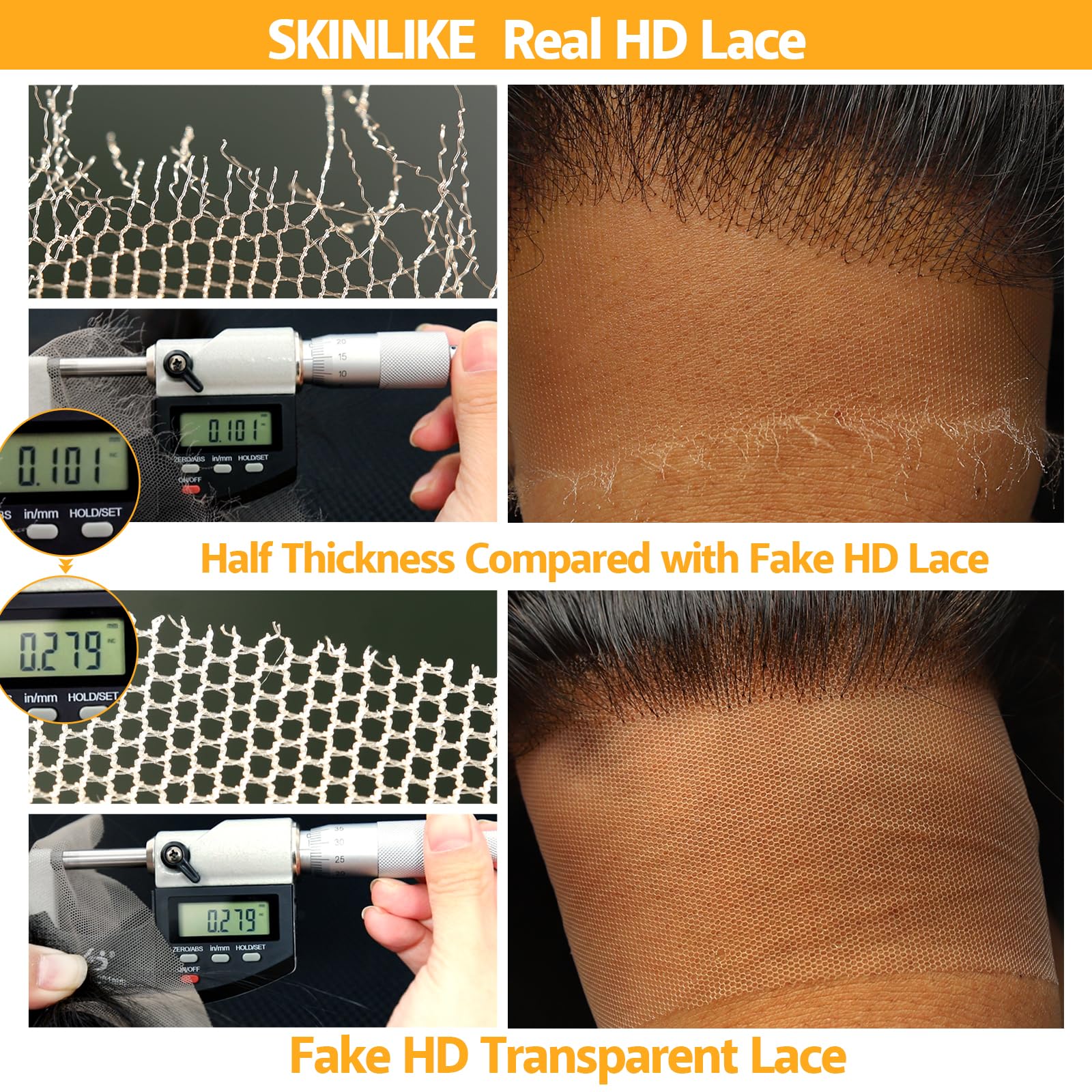 Beeos Skinlike 5X5 Real Hd Lace Closure Only, Body Wave Pre Plucked Unprocessed Human Hair Closure Invisible Film Lace Closure N