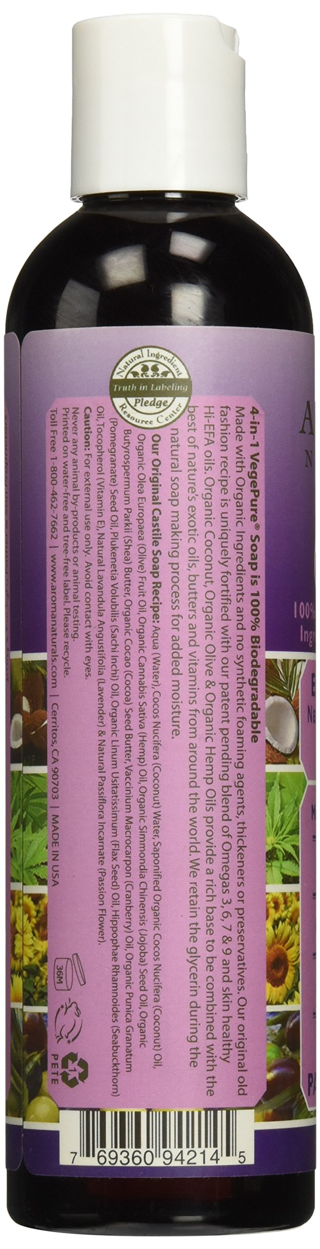 Aroma Naturals Extraordinary Natural 4-In-1 Castile Liquid Soap, Lavender Passion Flower, 8 Ounce