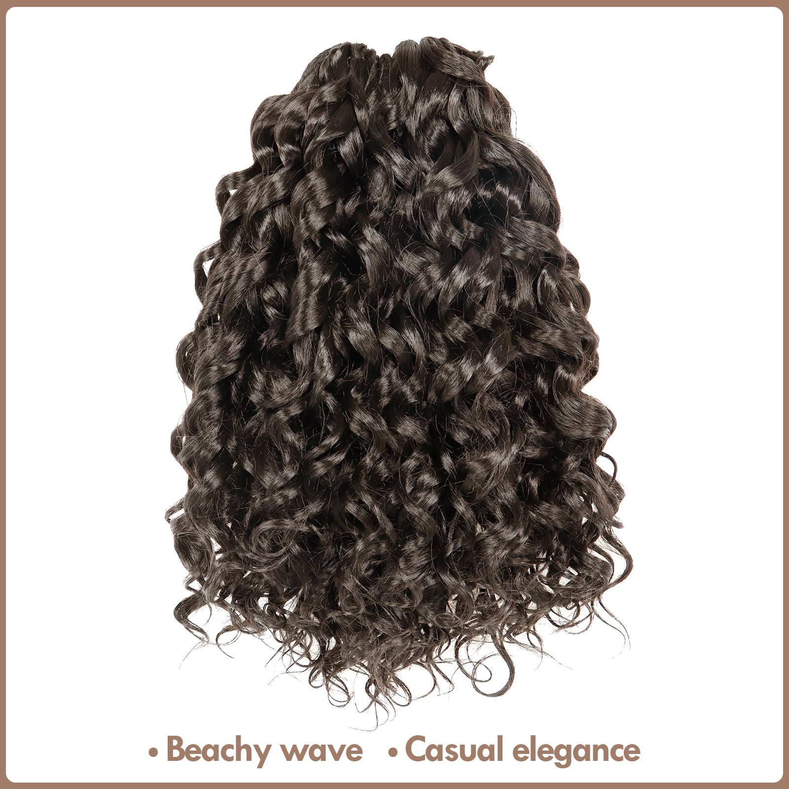 Toyotress Beach Curl Crochet Hair - 10 Inch 8 Packs Light Brown Ocean Wave Crochet Hair, Short Curly Water Wave Deep Twist Synth
