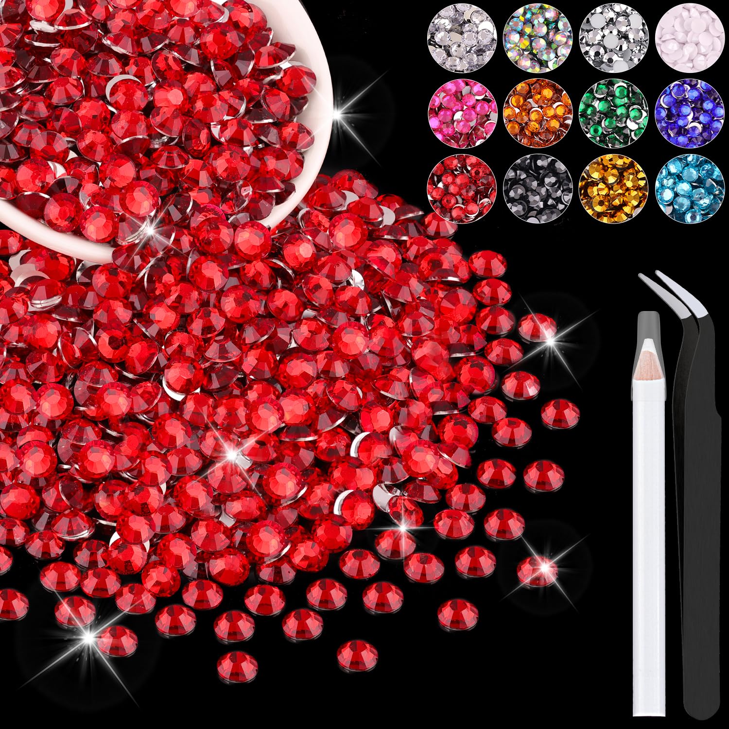 4000PCS 4mm Resin Rhinestones in Bulk (Red), Bedazzling Flatback Crystals for Crafts DIY Nail Decoration, Gems Charms for Tumble