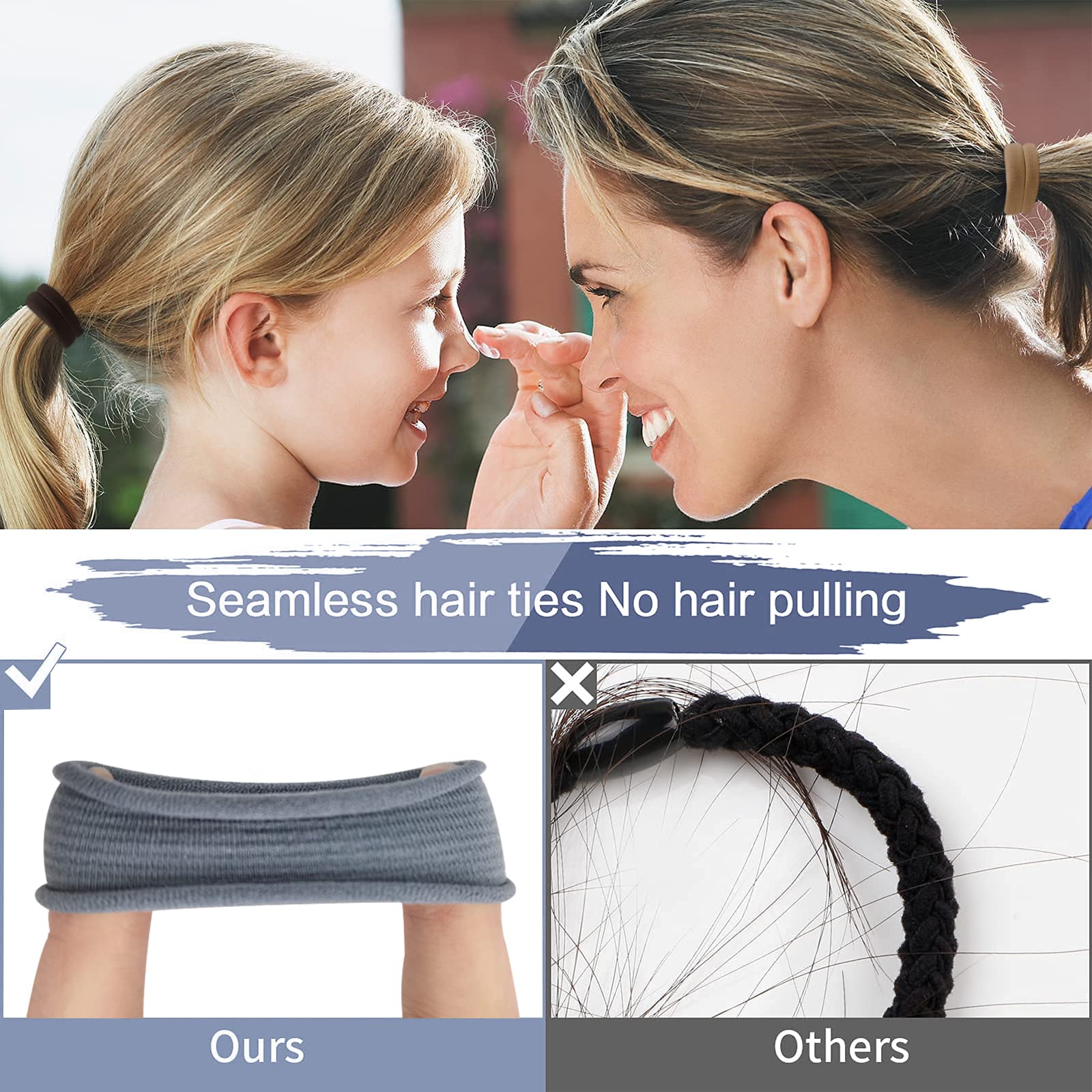 100Pcs Elastic Cotton Hair Bands, Seamless No-Damage Ponytail Holders For Thick Or Thin Hair, Soft Hair Accessories For Women An