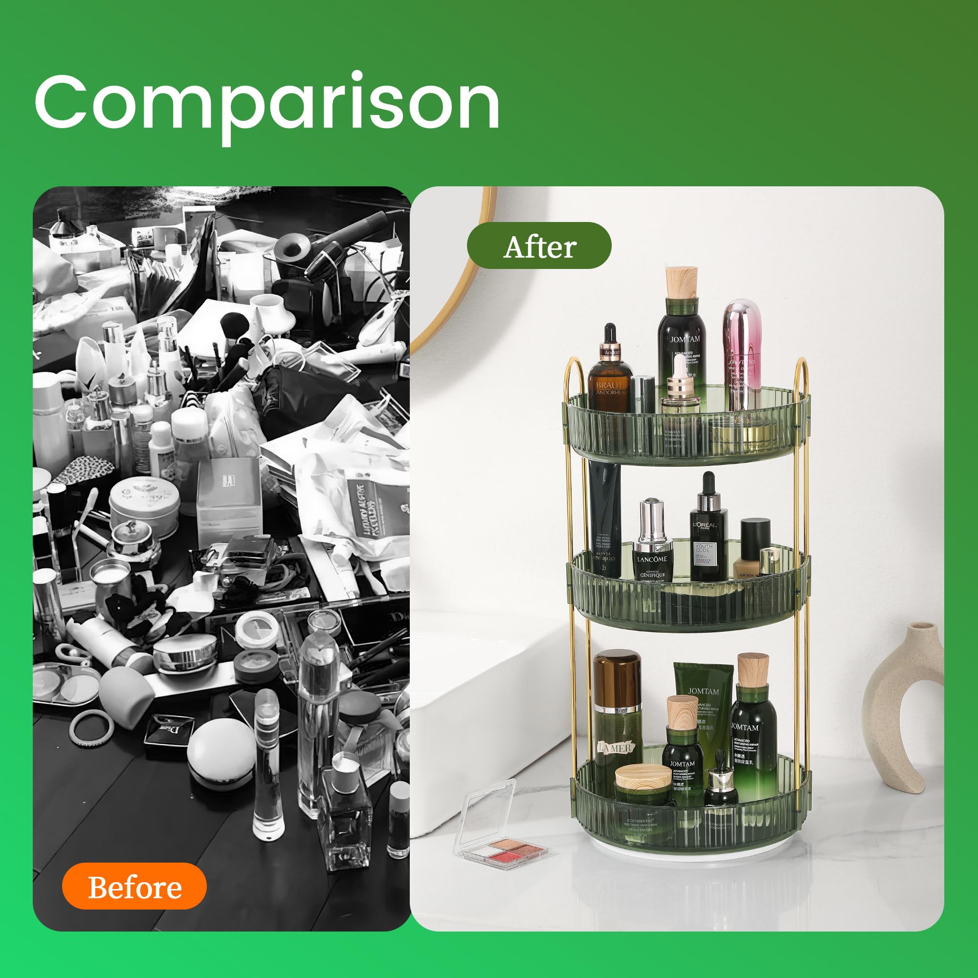 Rotating Makeup Organizer For Vanity, Skin Care Perfume Organizers Large Capacity, Bathroom Counter Organizer For Make Up Cosmet