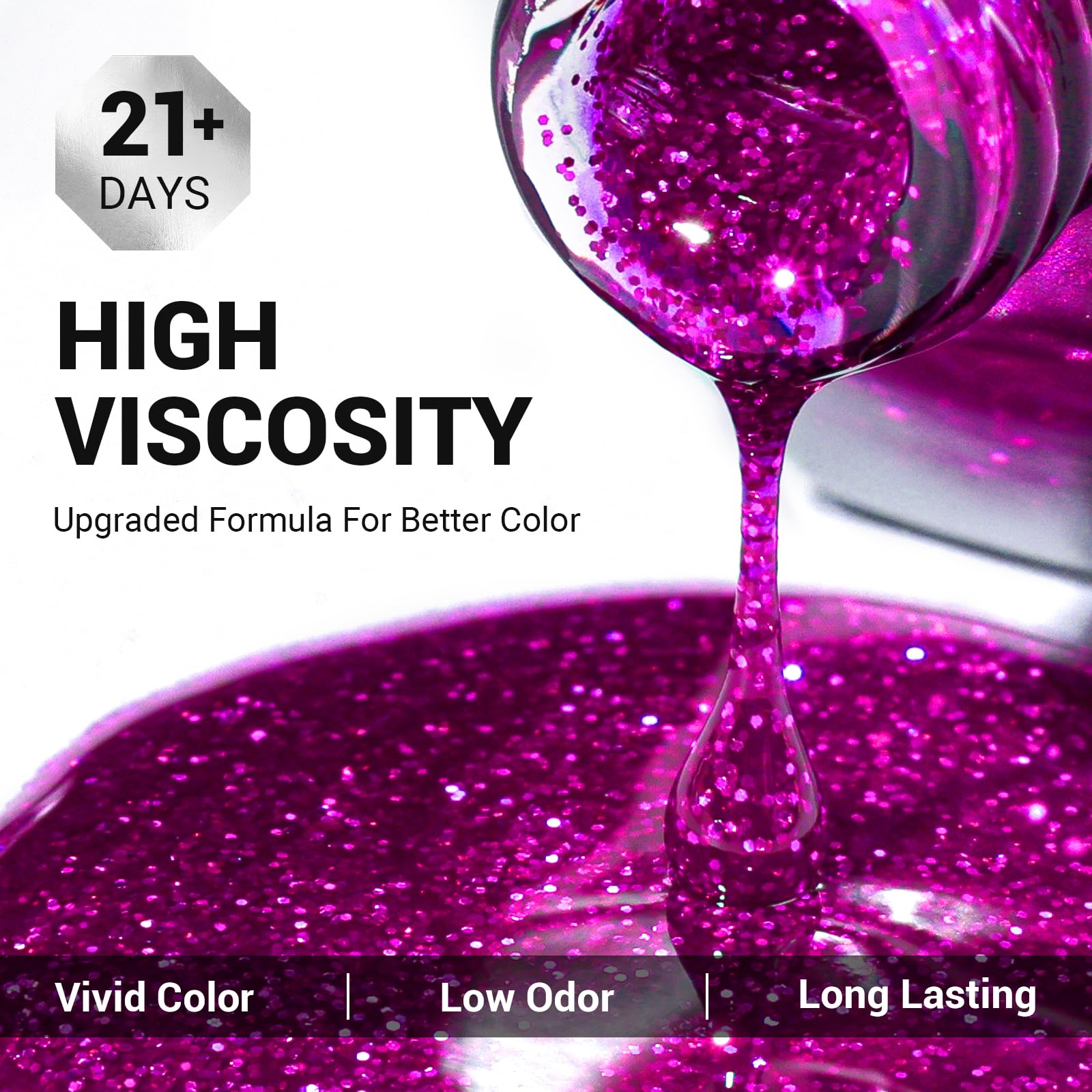 Melodysusie Thick Pink Glitter Gel Nail Polish,0.5Fl Oz Soak Off Uv Led Hot Pink Sparkle Glitter Gel Polish Gift For Women Nail