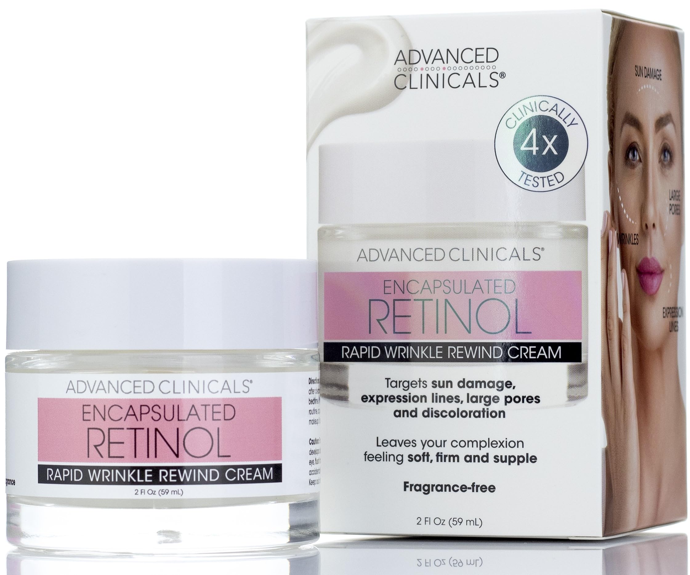 Advanced Clinicals Retinol Face Cream Moisturizer, 2 Fl Oz, Fragrance Free, Anti-Aging, Diminishes Wrinkles & Age Spots