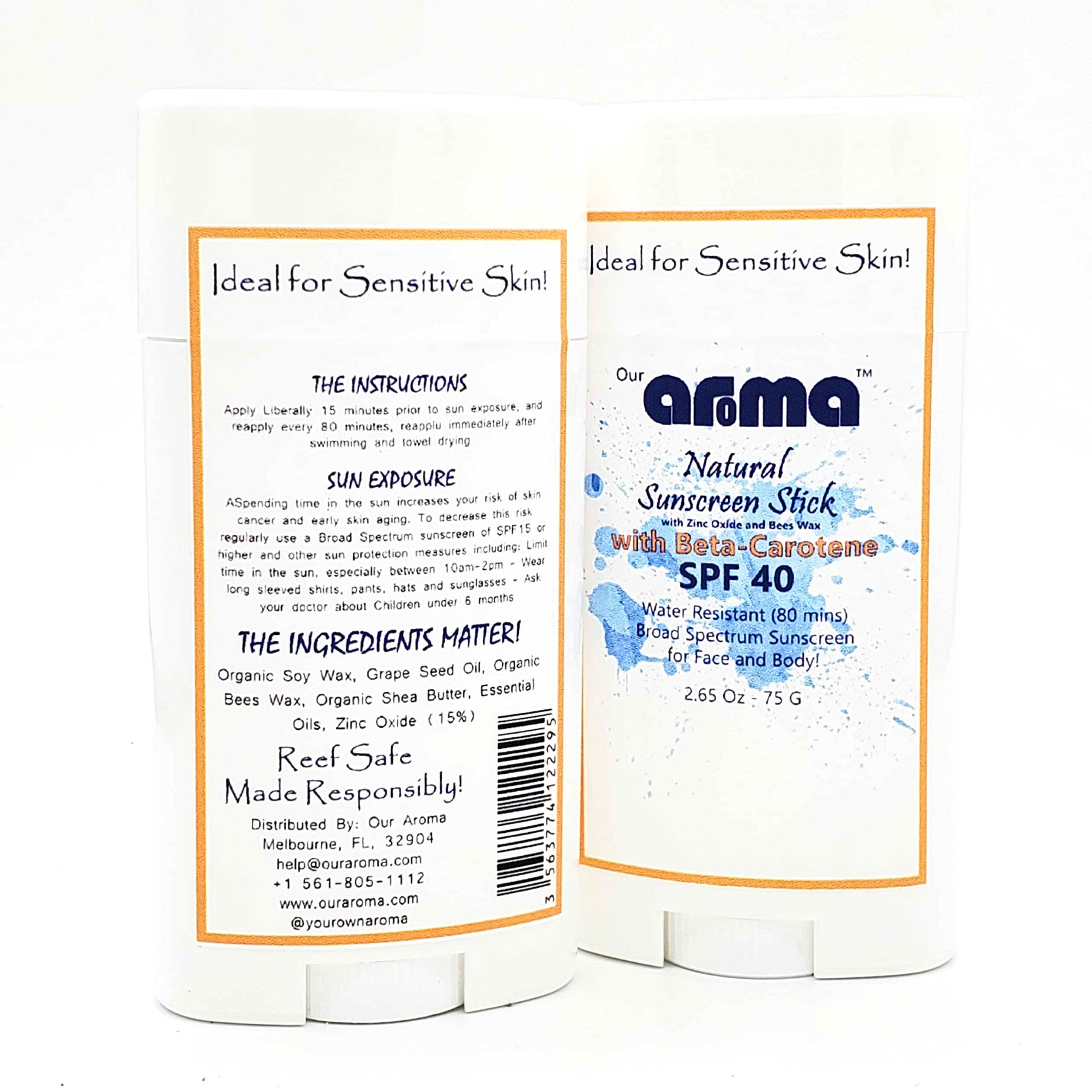 Our Aroma Original Sunscreen Face Stick, Broad Spectrum SPF 40 6.65 Oz