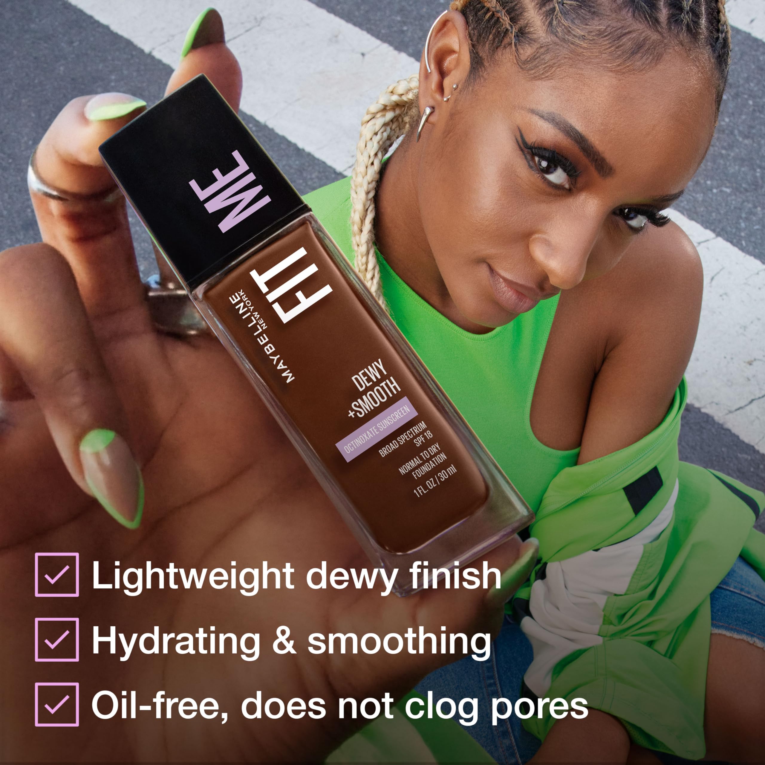 Maybelline Fit Me Dewy + Smooth Liquid Foundation Makeup, Natural Buff, 1 Count (Packaging May Vary)