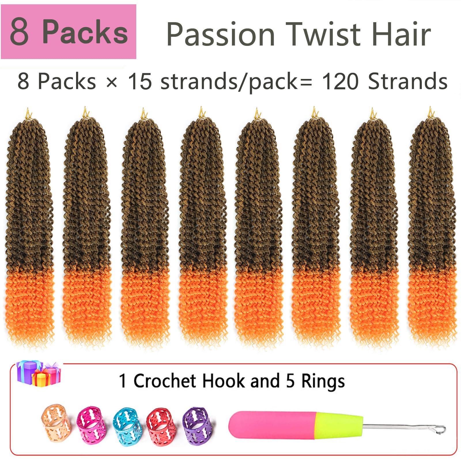 Passion Twist Hair 24 Inch 8 Packs Passion Twist Crochet Hair Braiding Hair Long Bohemian Spring Twist Hair Crochet Braids Synth