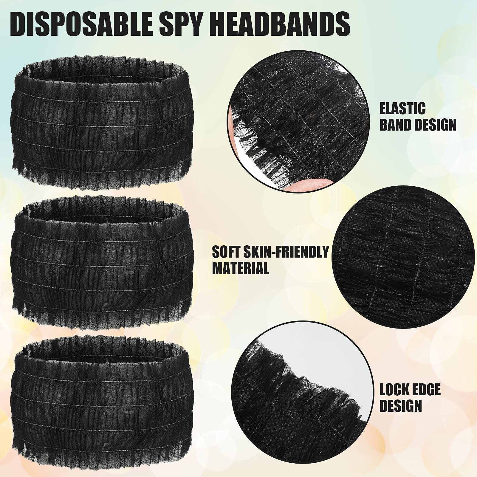 100 Pieces Disposable Headbands Soft Non Woven Facial Spa Headbands Cloth Stretch Skin Care Hair Band Salon Makeup Sauna Supplie