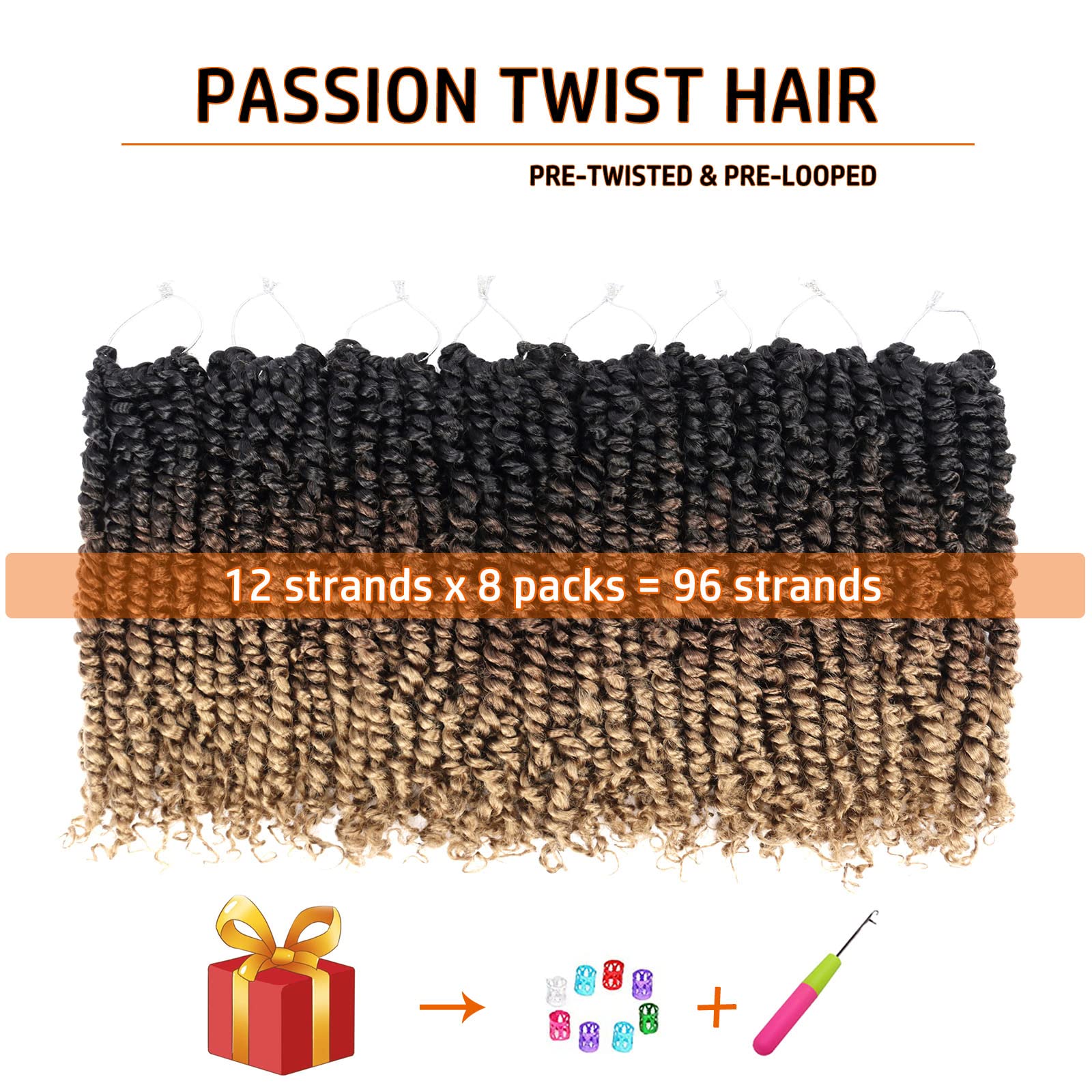 Passion Twist Hair 10 Inch 8 Packs Pre-Twisted Passion Twist Crochet Hair For Women Pre-Looped Water Wave Crochet Braids Bohemia