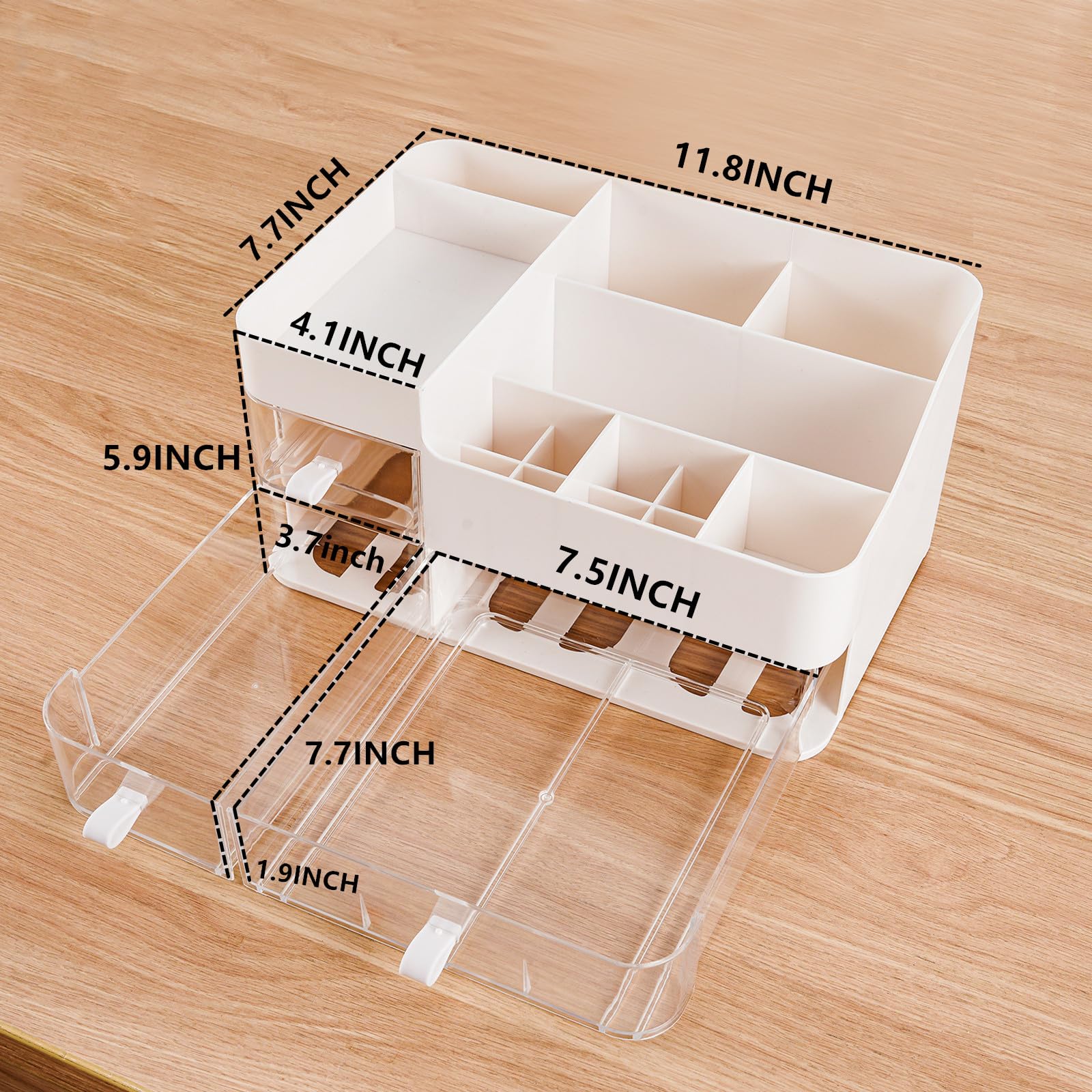 Klgo Makeup Organizer And Storage Cosmetic Display Case With 3 Clear Drawers Skincare Organizer For Bathroom Make Up Stand For V