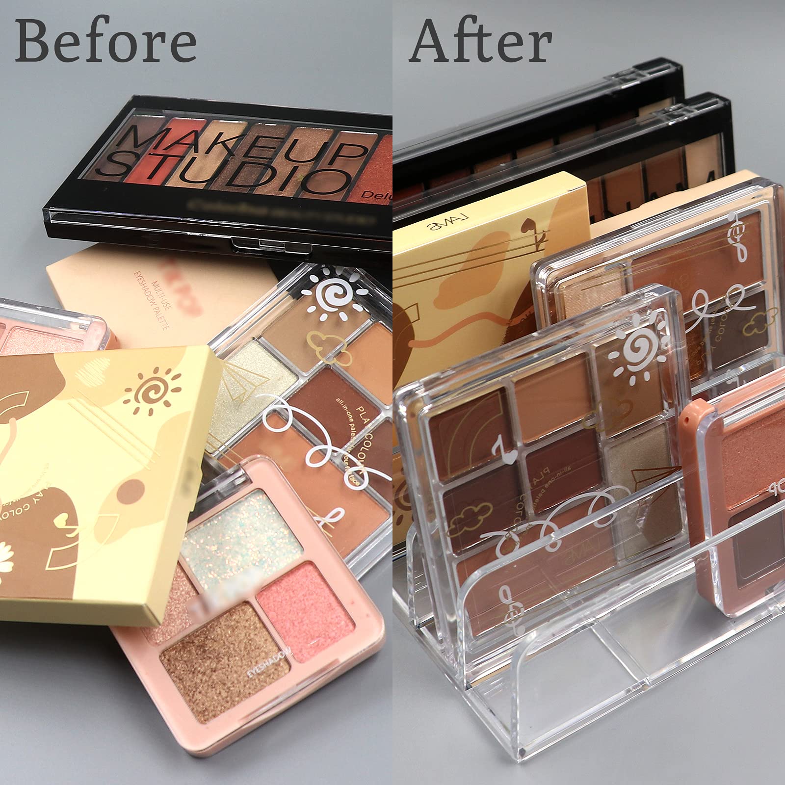 Makeup Organizer, Compact Makeup Palette Organize, For Bathroom Countertops, Vanities, Cabinets, Sleek Modern Cosmetics Storage
