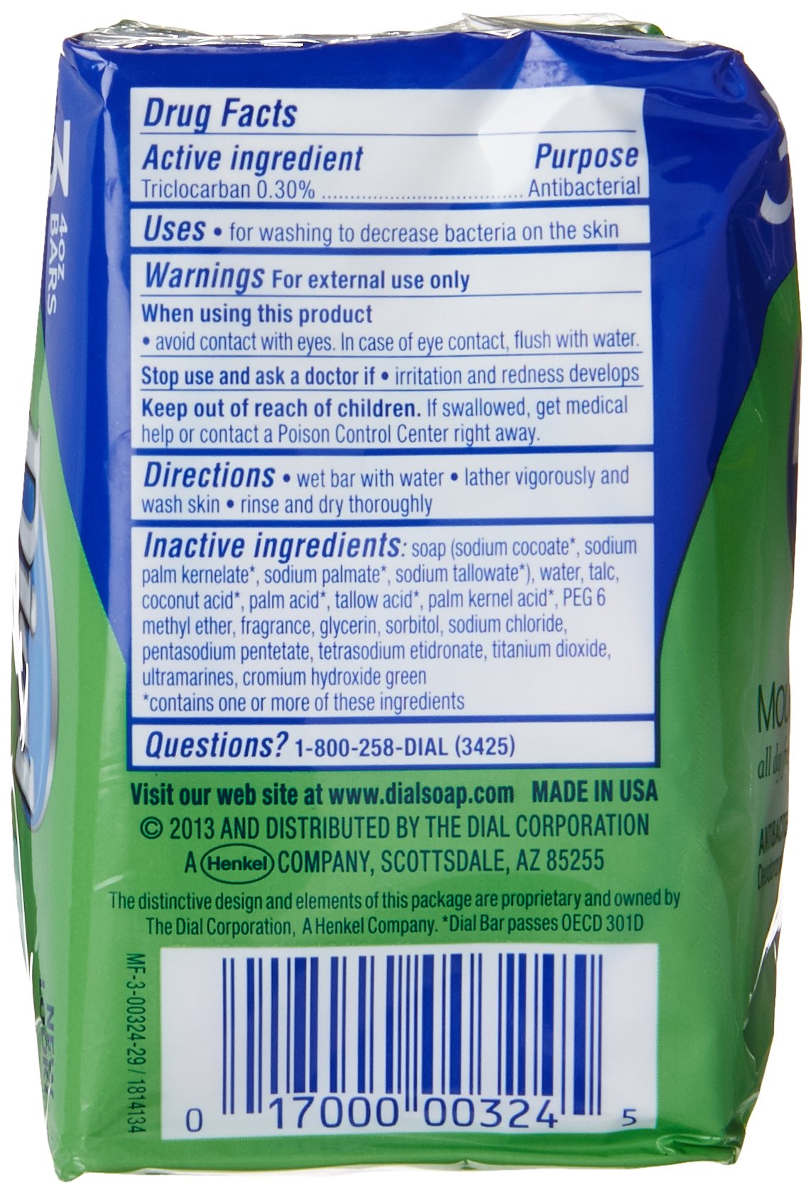 Dial Mountain Fresh Antibacterial Deodorant Soap 4.5 Ounces Each 3-Count (2 Pack)