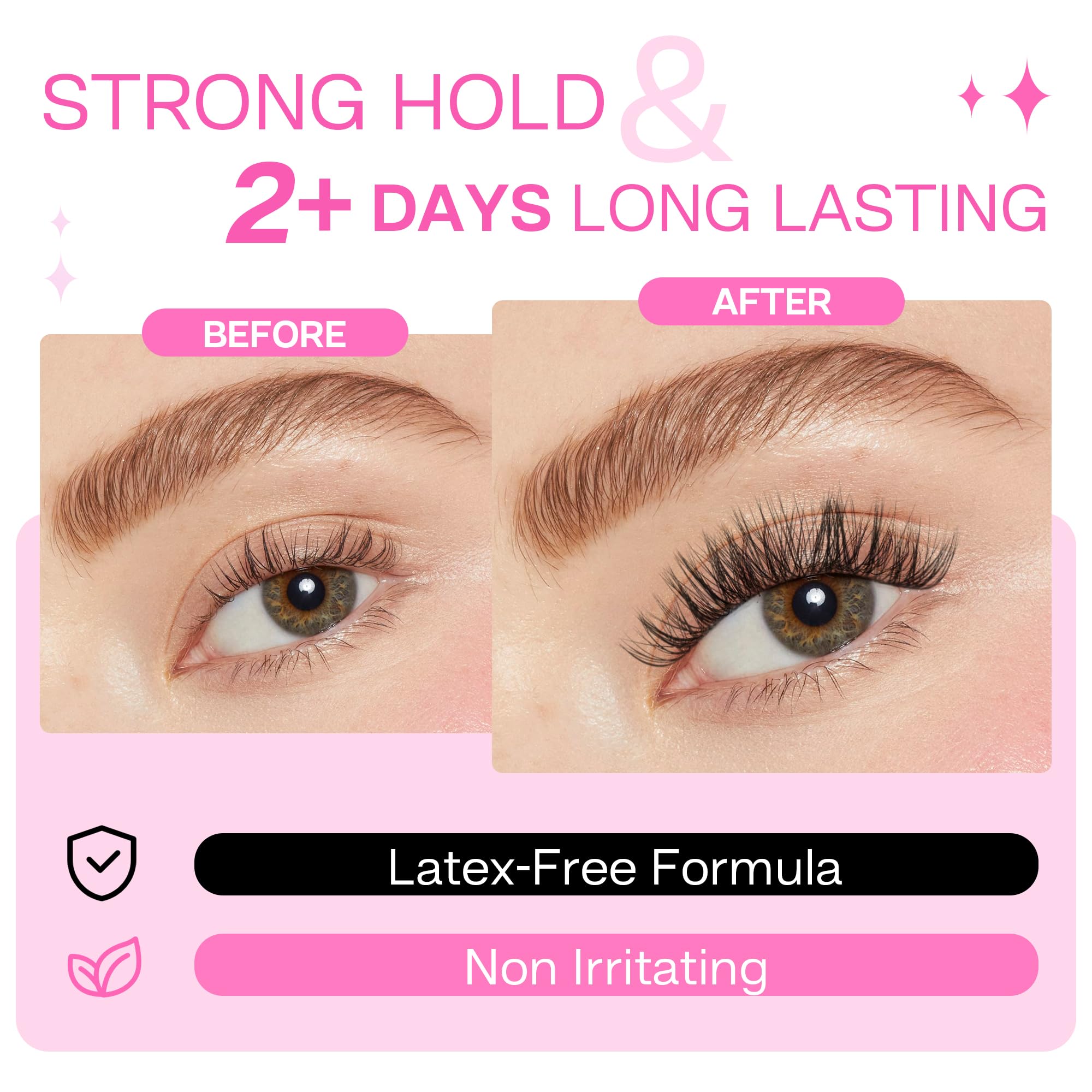 Calailis Lash Glue, Cluster Lash Glue For Diy Lash Extensions Super Strong Hold 48 Hours Long Lasting Lash Extension Glue For La
