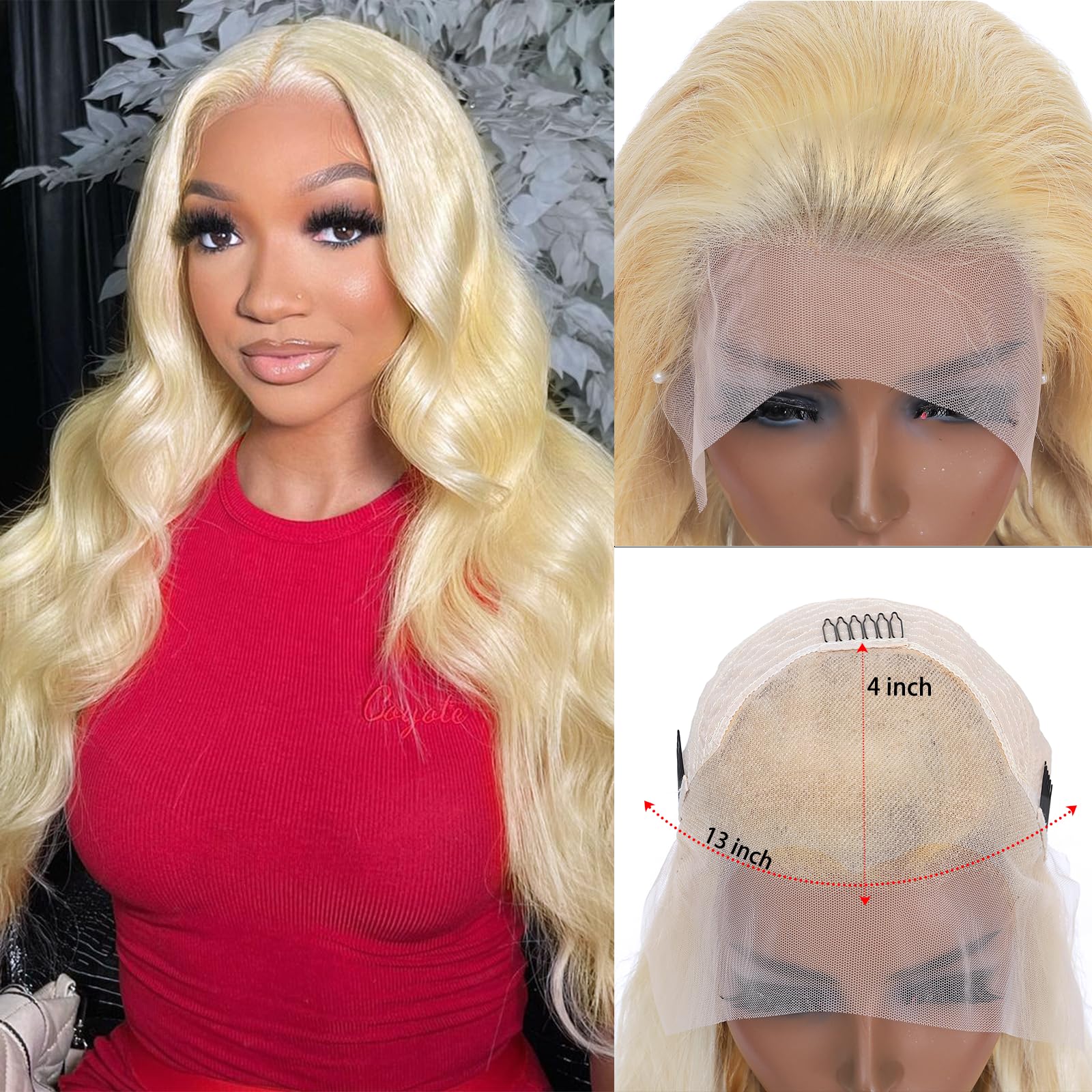 Miss Alle 613 Blonde Lace Front Wigs Human Hair Hd Transparent 180% Density 13X4 Body Wave Lace Front Wigs Human Hair Pre Plucke