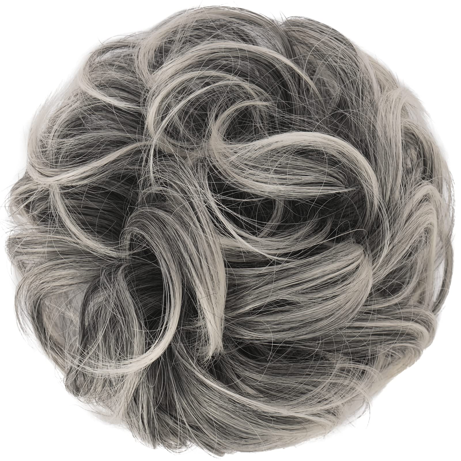 Feshfen Messy Hair Bun Hair Pieces Elastic Wavy Curly Hair Bun Scrunchies Extensions Synthetic Chignon Hairpieces For Women Girl
