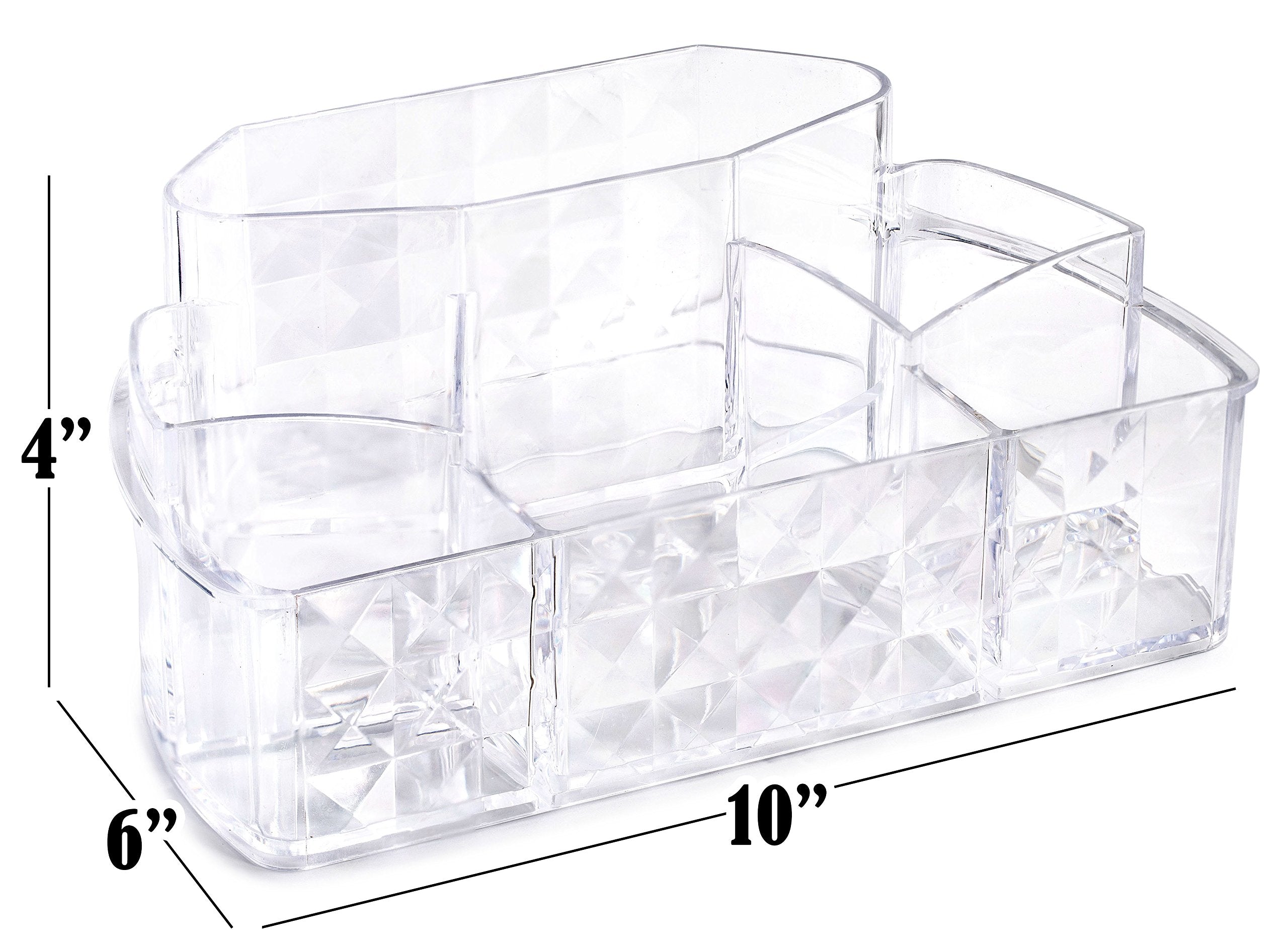 Masirs Clear Cosmetic Storage Organizer - Easily Organize Your Cosmetics, Jewelry. Looks Elegant Sitting On Your Vanity, Bathroo