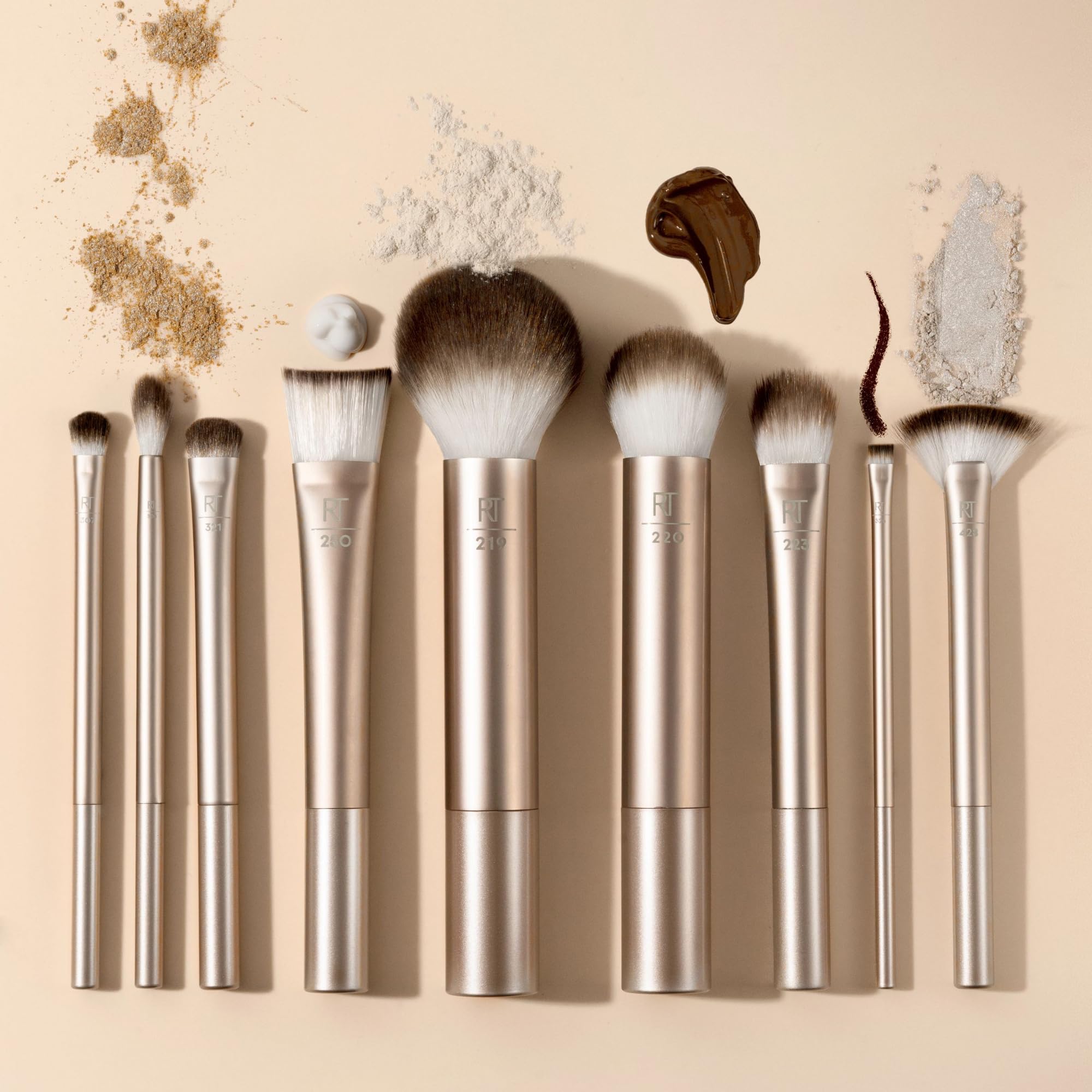 Real Techniques Au Naturale Makeup Brush Kit, For Liquid, Cream, & Powder Foundation, Eyeshadow, Blush, & Contour, Premium Quali