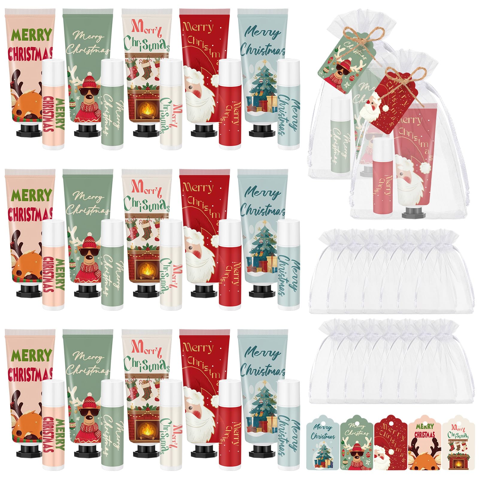 Batiyeer 15 Sets Christmas Hand Cream and Lip Balm Gift for Women Coworker