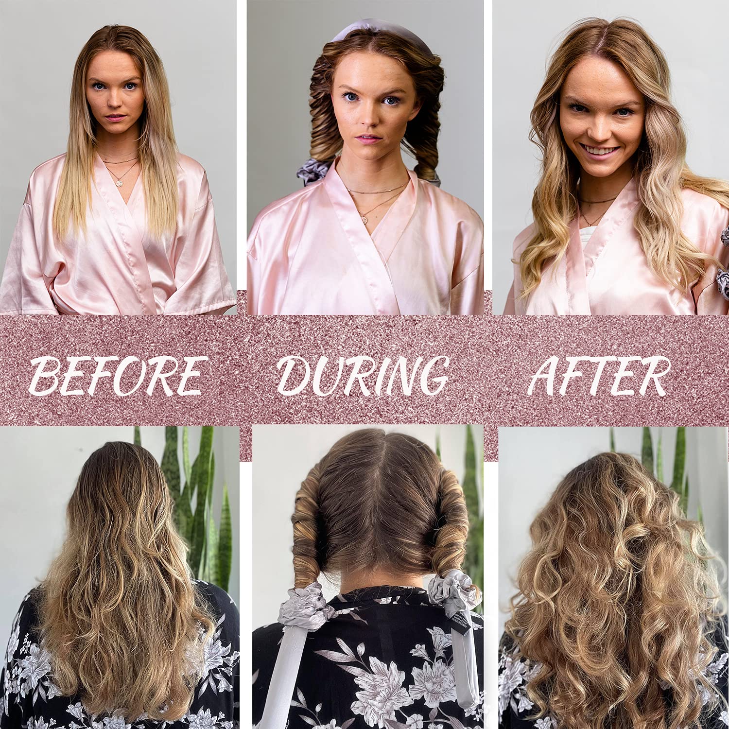 klara Faire Heatless Hair Curlers No Heat -100% Silk Heatless Curling Rod Headband w/ 2 Scrunchies & 1 Hair Clip| Authentic Grad