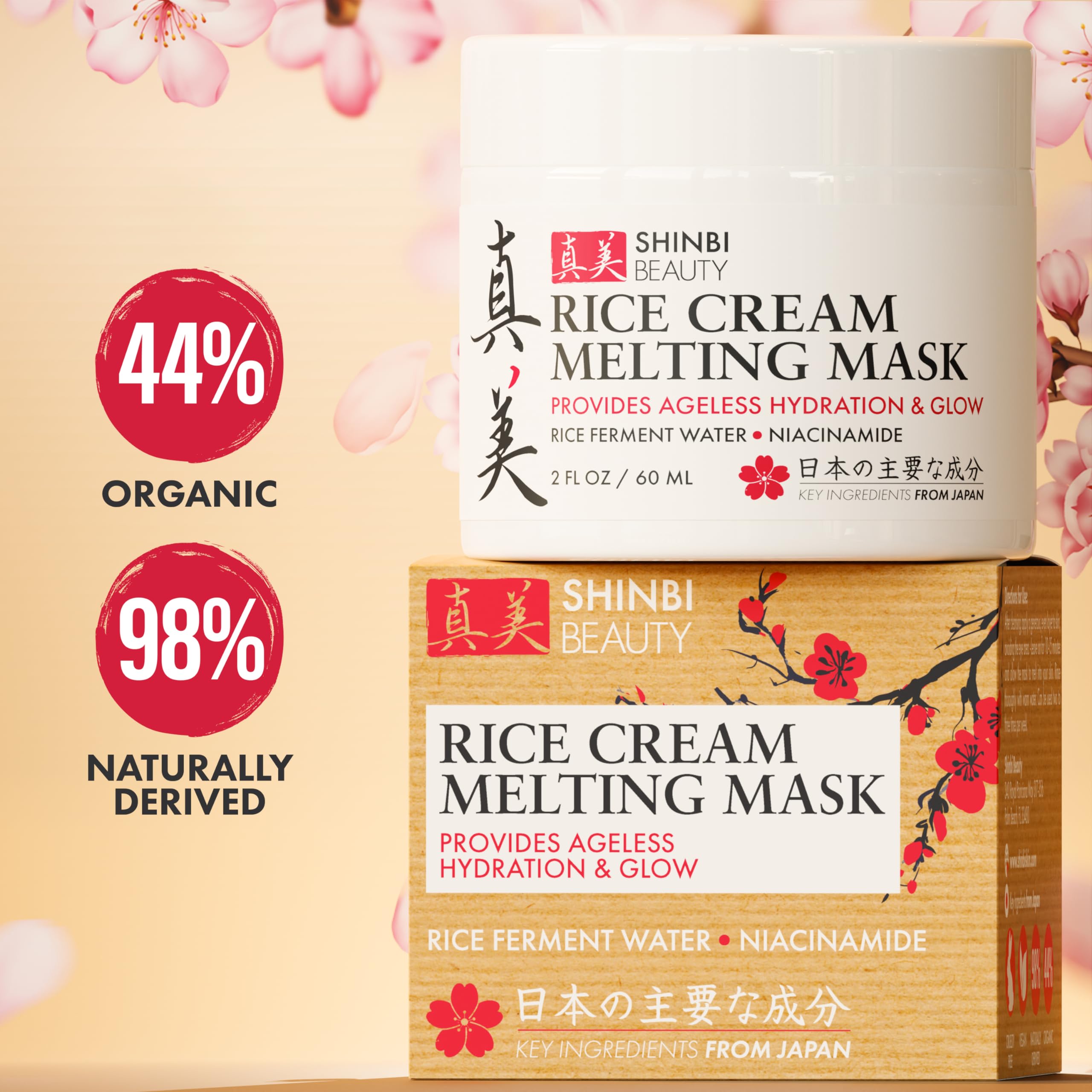 Shinbi Beauty Japanese Rice Mask for Face - Organic Face Mask Skincare - Japanese Skin Care Products for Anti Aging Anti Wrinkle