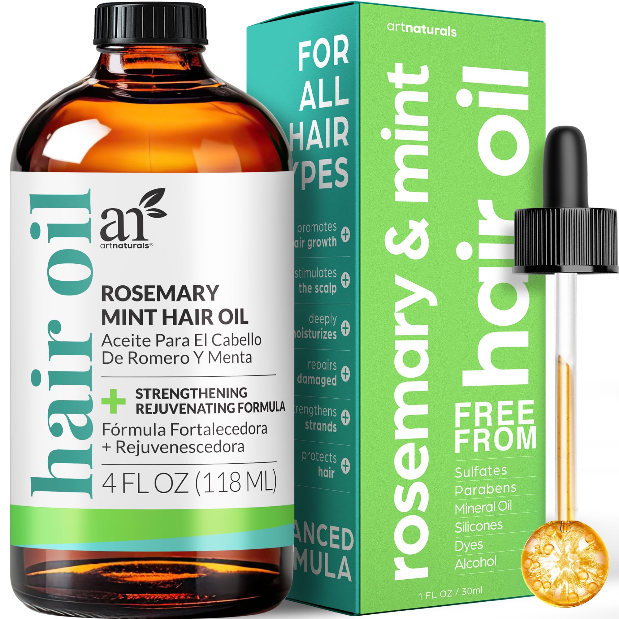 artnaturals Rosemary Mint 4.0oz - Invigorating Nourishing Treatment for Hair & Scalp, Targeting Dryness, Damaged Hair, Split End