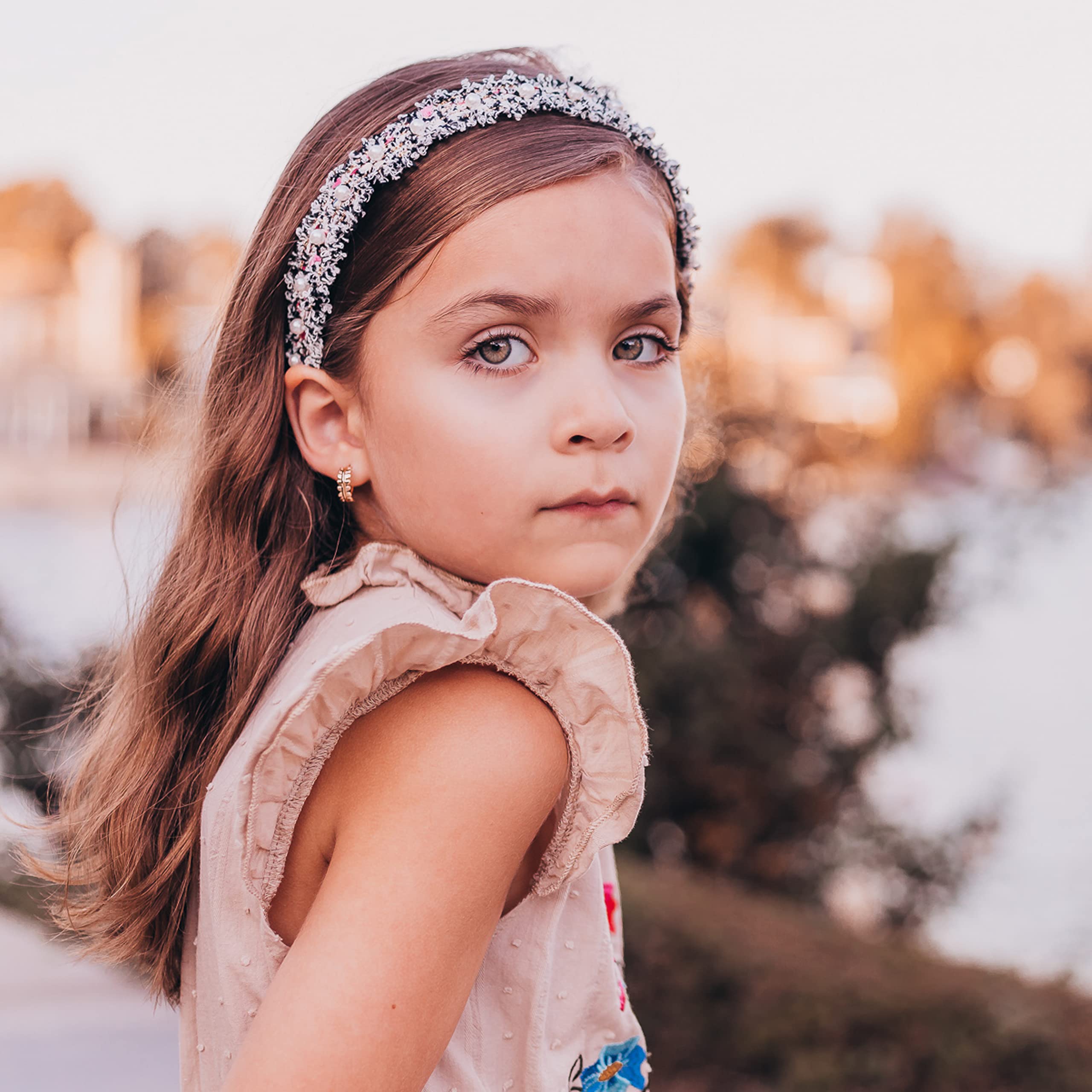 Frog Sac 2 Beaded Headbands For Girls, Pink Pearl Bead Hair Bands For Kids, Cute Fashion Girl Headband Hair Accessories, Confett