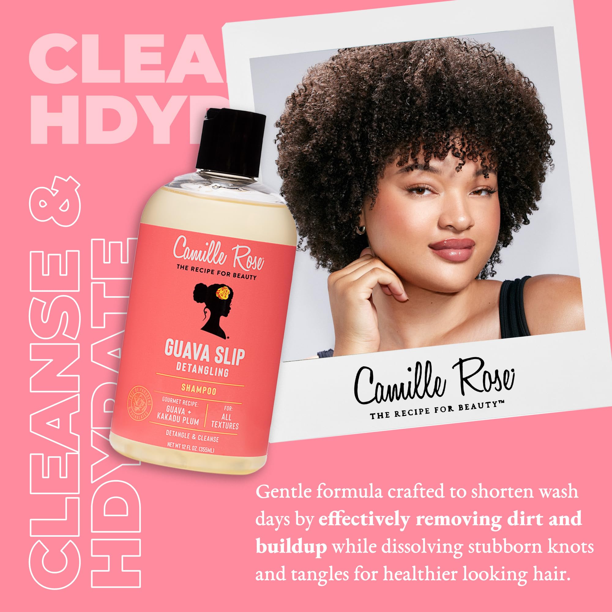 Camille Rose Guava Slip Detangling Shampoo, with Guava, Kakadu Plum and Avocado Oil to Detangle, Cleanse and Hydrate, for All Ha