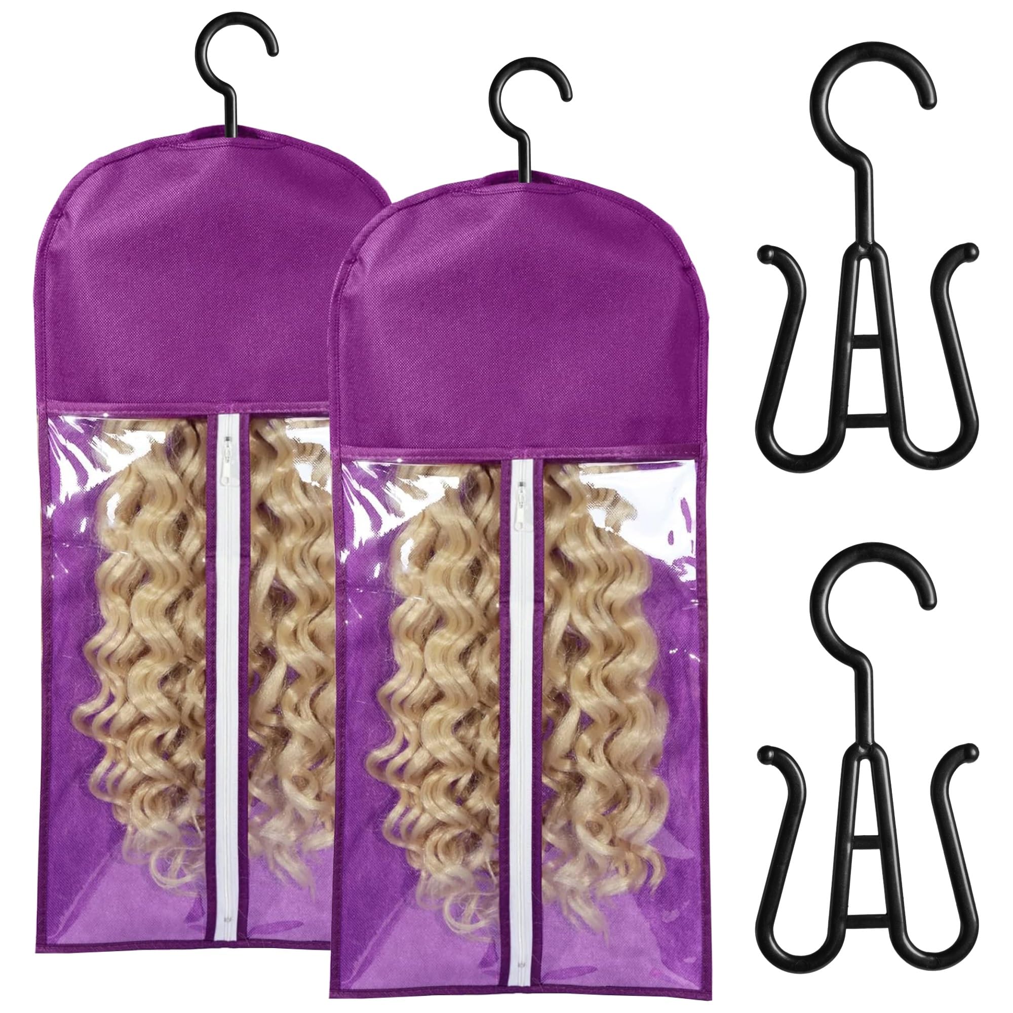 Wig Storage Dust-Proof Wig Bag Hair Extension Holder 2Pcs Waterproof Hair Extension Storage Wig Holder For Multiple Wigs Bags St