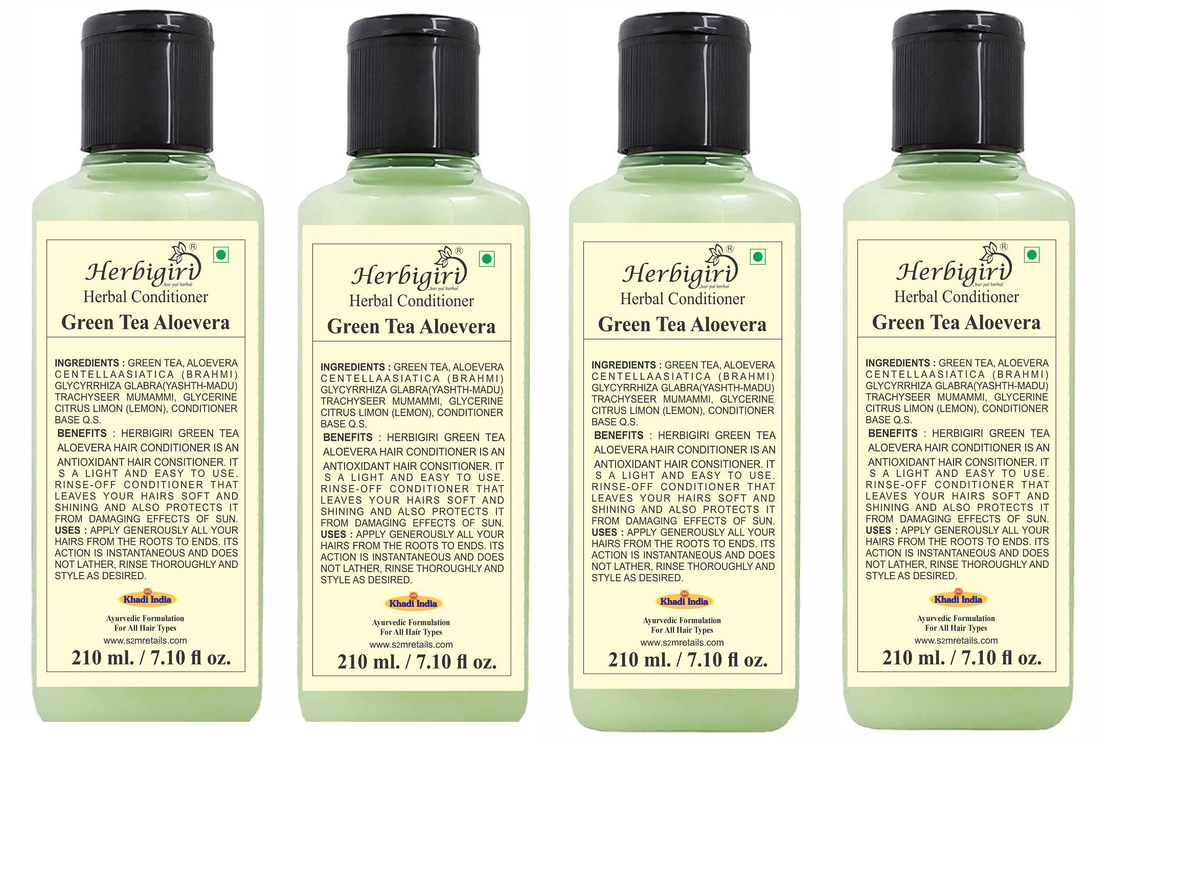 Herbigiri Herbal Green Tea Aloevra Hair Conditioner, 210Ml Pack Of 4