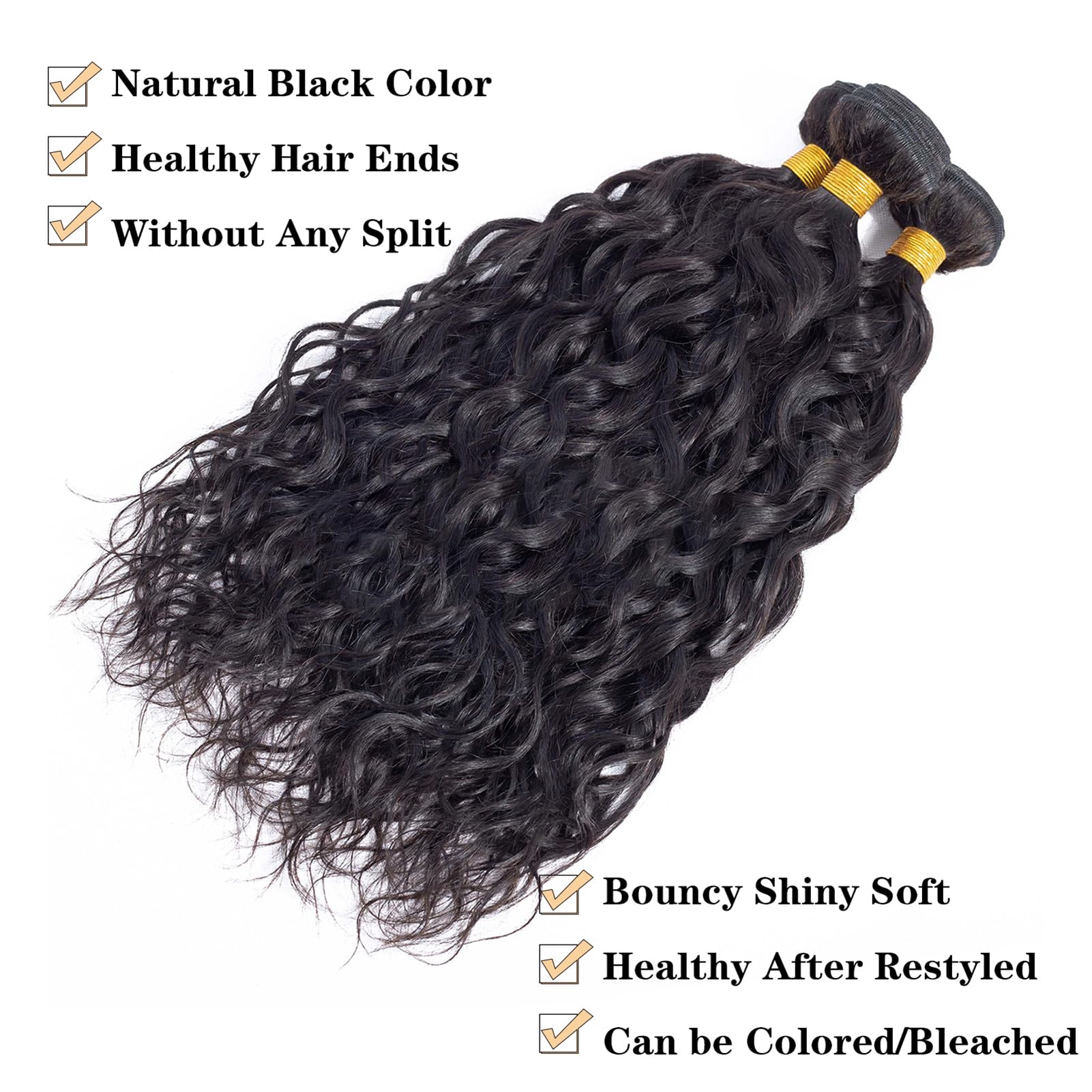 12A Water Wave 3 Bundles Human Hair 18'' 20'' 22'' 300G 100% Unprocessed Brazilian Virgin Hair Wet And Wavy Human Hair Weave Bun