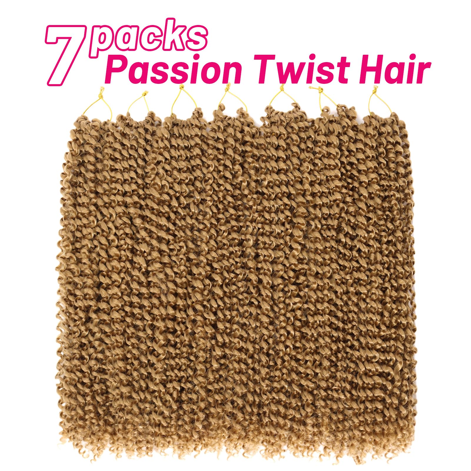 Dorsanee 7 Packs Passion Twist Hair 18" Synthetic Braids - Water Wave, Color #27, Ideal for Crochet & Bohemian Styles