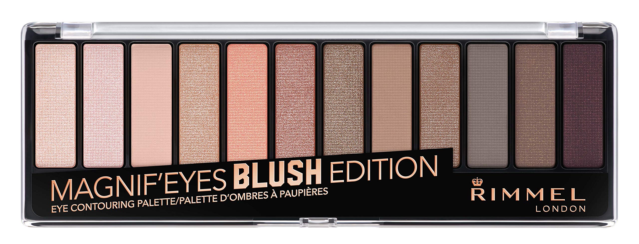 Rimmel London Magnif'Eyes Eyeshadow Palette, 12 Blendable Shades, 0.5oz, Blush, Model 3614223506934