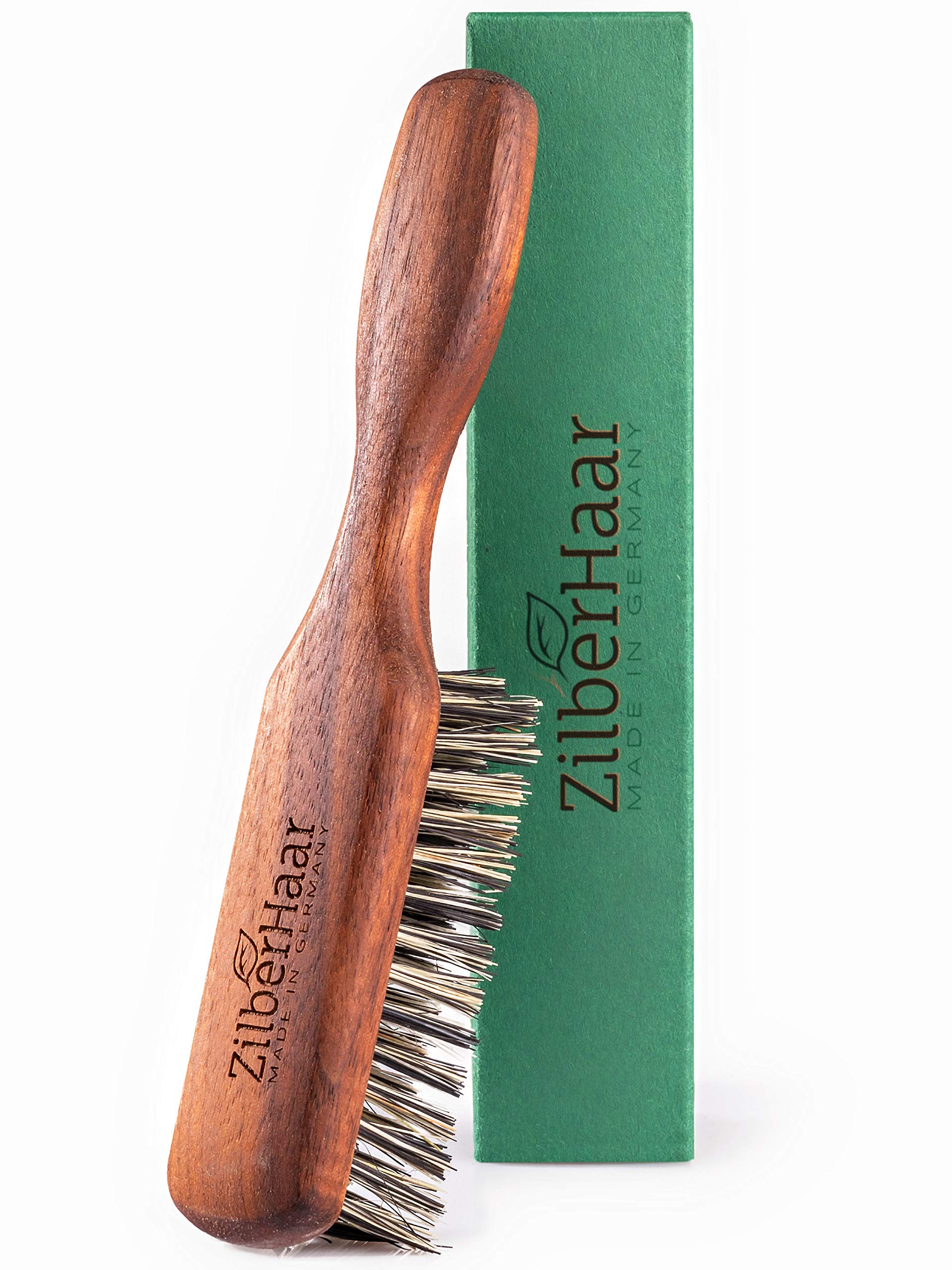 ZilberHaar Vegan Beard Brush - Stiff Bristles - Oiled Walnut and Mexican Tampico bristles - Animal-Free Beard Grooming Product -