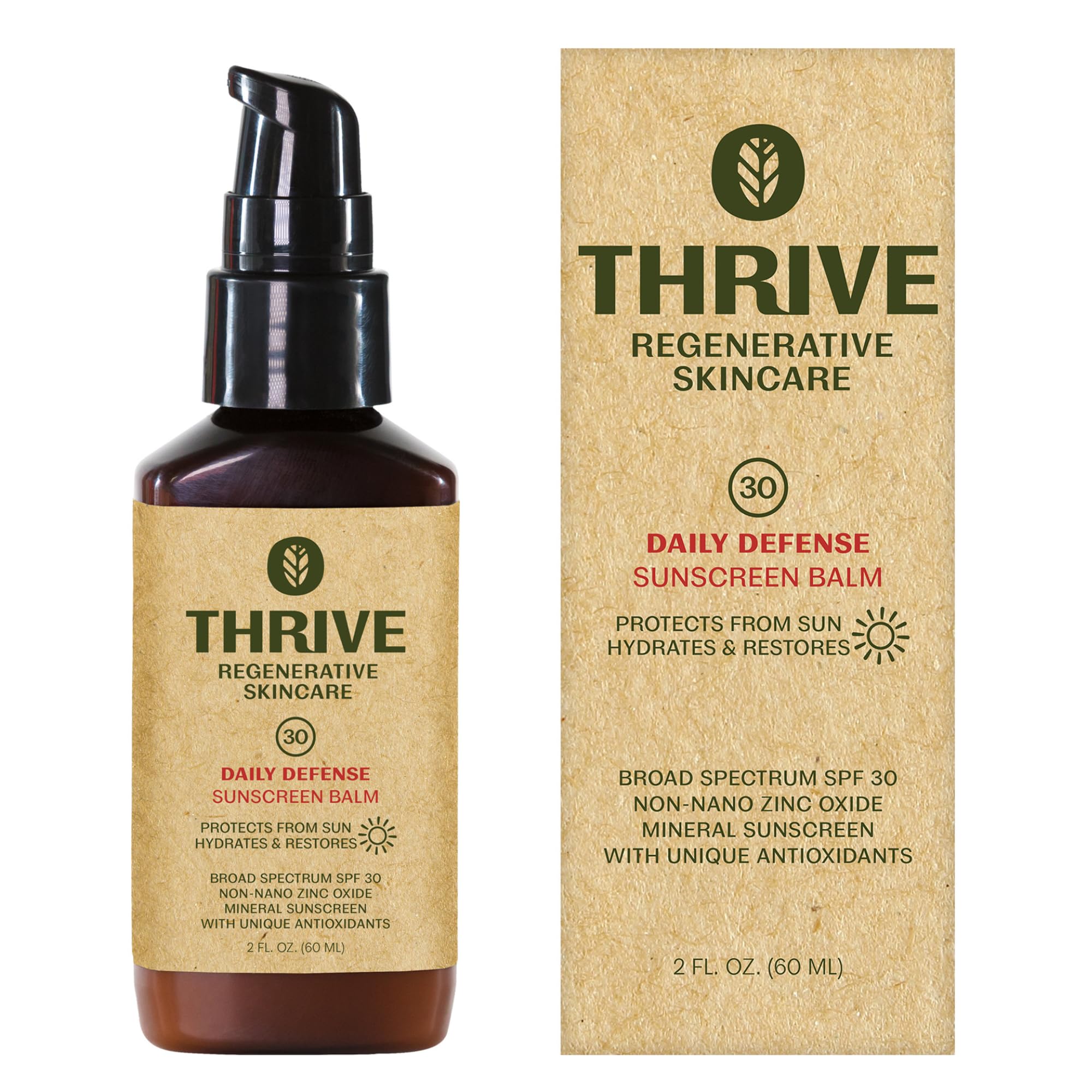 Thrive Natural Care Mineral Face Sunscreen Spf 30 - Daily Sunscreen For Face, No White Cast, Non-Nano Zinc Oxide - Lightweight M