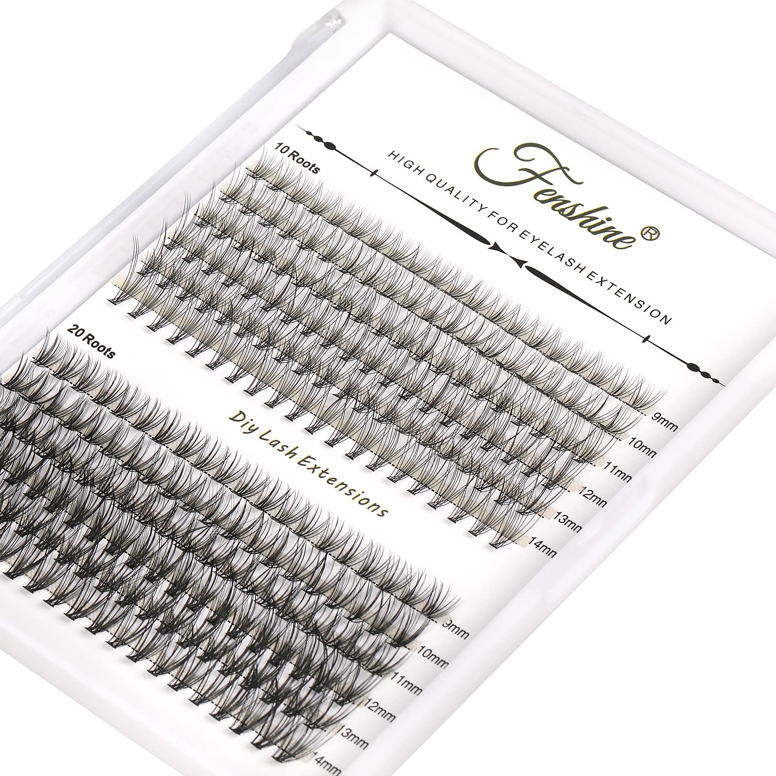 Fenshine Cluster Lashes Individual Lashes Wide Stem 0.07D 10D/20D Curl Mix 9-14Mm Length Diy Eyelash Extension Individual Soft F
