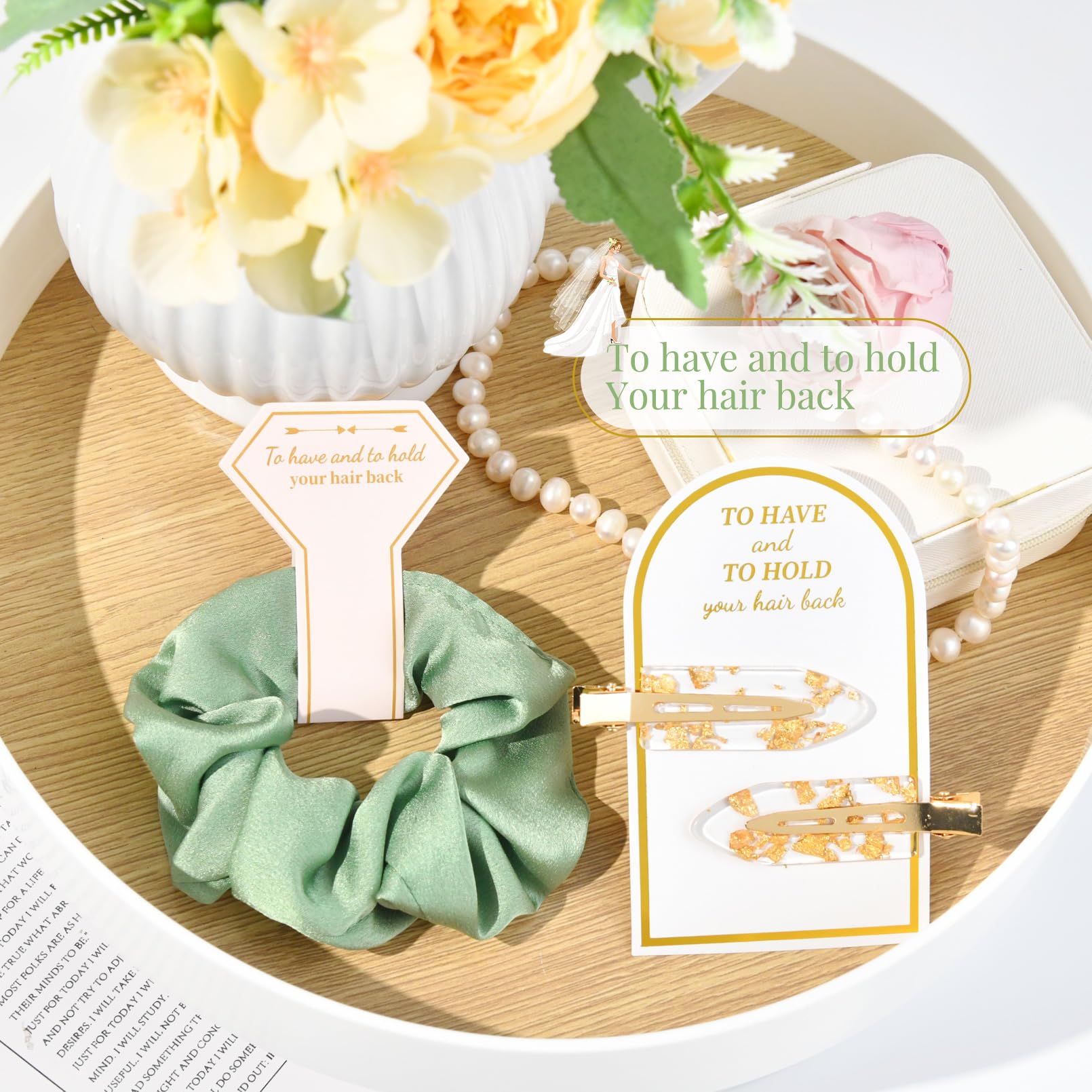 12 Pcs Bridesmaid Proposal Gifts Bridesmaid Hair Clips Bridesmaid Scrunchies Bridal Shower Gifts Silk Satin Soft Hair Accessorie