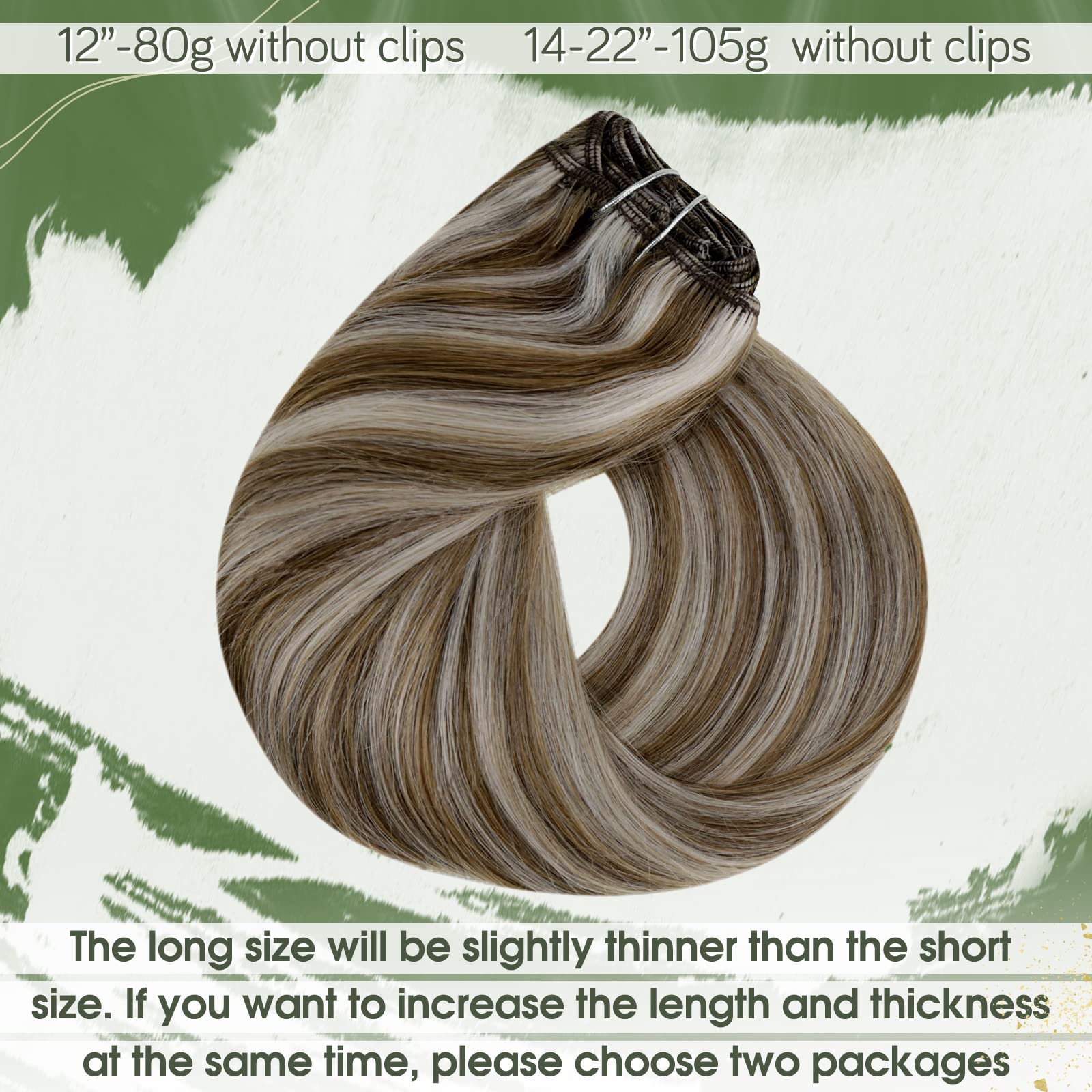 Hetto Clip In Hair Extensions Human Hair #10/613 Golden Brown Mix Bleach Blonde Clip In Extensions Human Hair Straight Clip In H