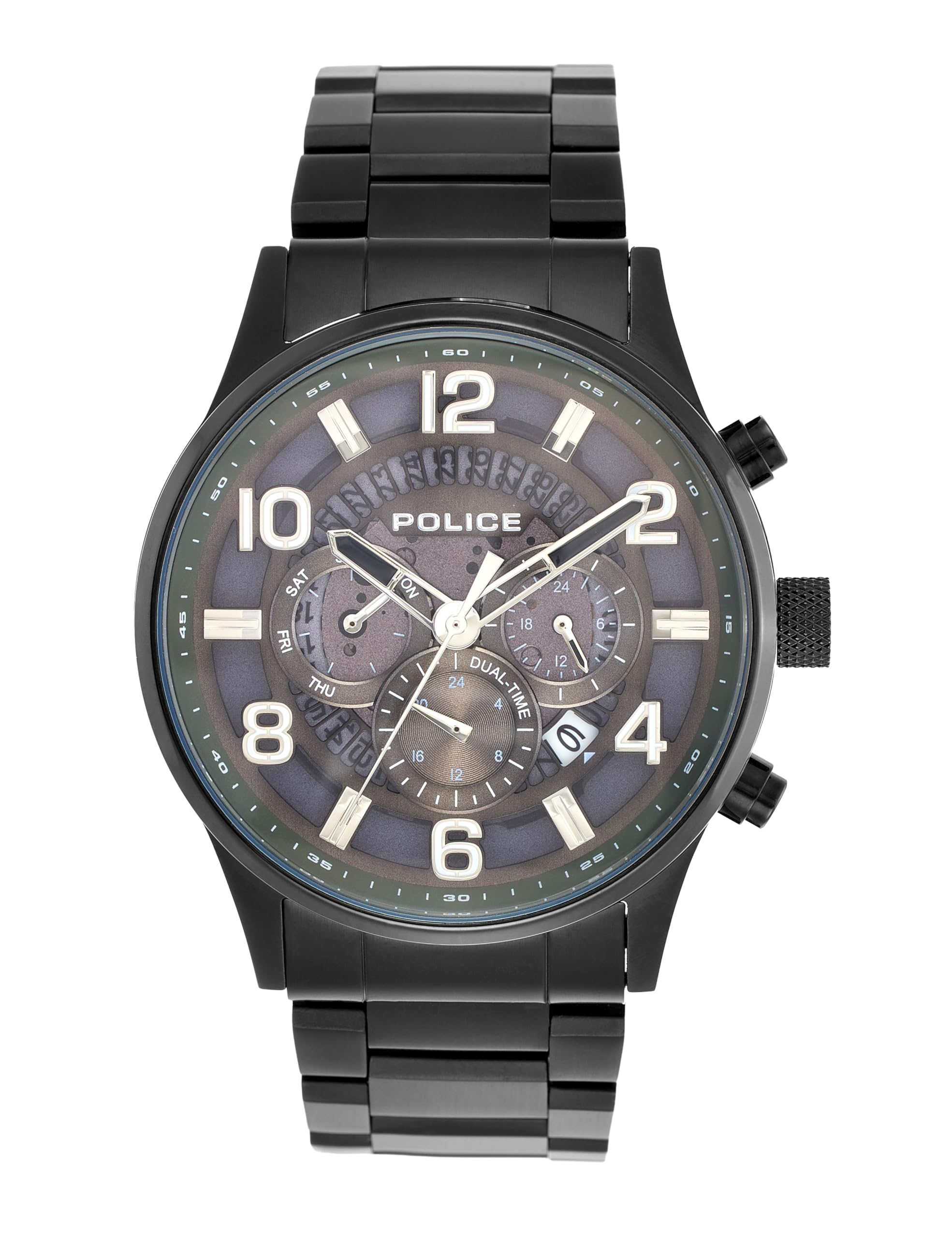 Police Mens 45 Mm Urban Rebel Black Dial Stainless Steel Analog Watch  Plpewjk2203102