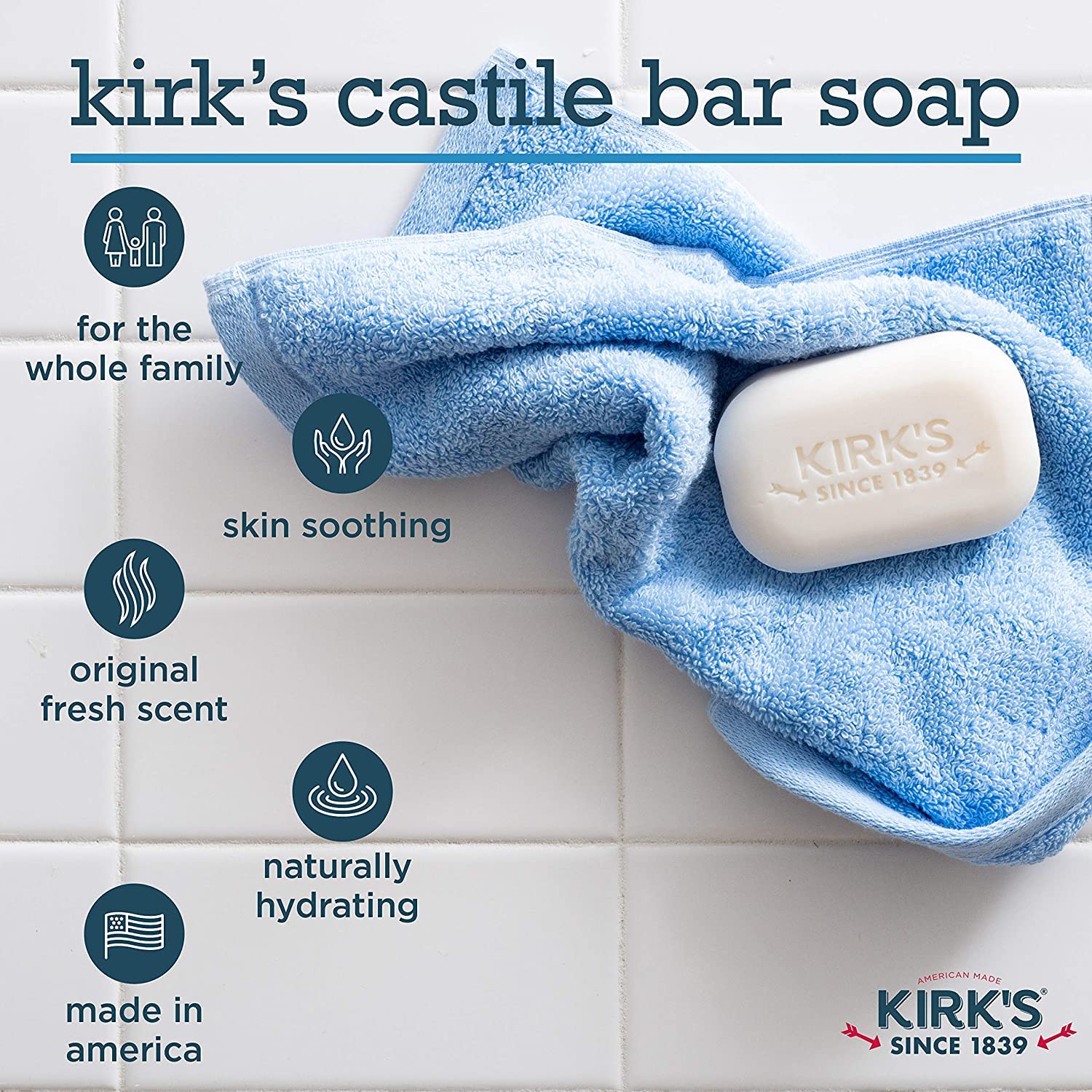 Kirk 's Castile: Coco Castile Bar Soap, Original 4 oz (2 pack)
