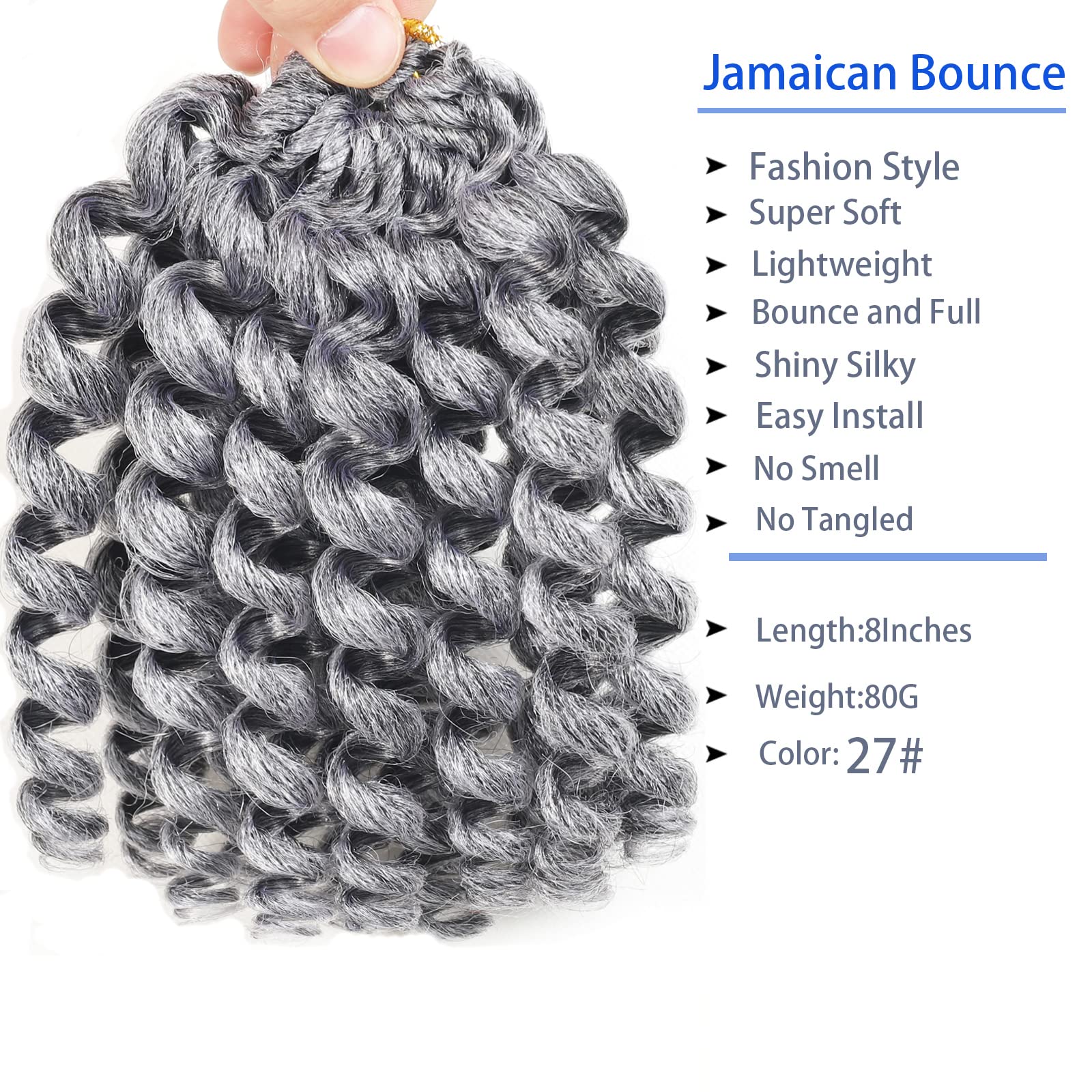 3Packs 2X Ringlet Wand curl Jamaican Bounce 8 inch Synthetic crochet Hair Extensions crochet Braiding Hair 20 Roots (8Inch (Pack