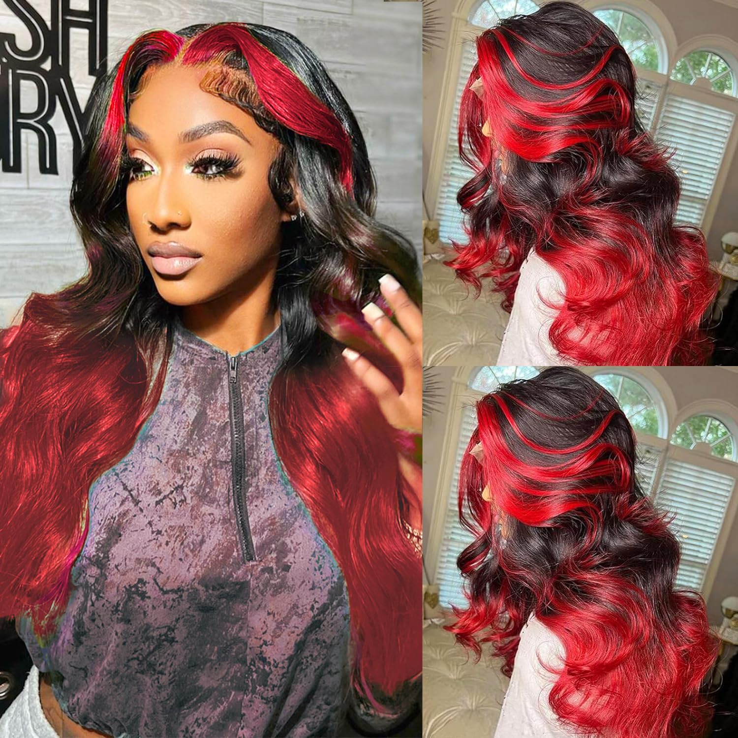 Goldfinch Ombre Red Human Hair Wigs Hd Lace Front Wigs Body Wave 180% Density Glueless Wigs Human Hair Pre Plucked Hot Red Highl