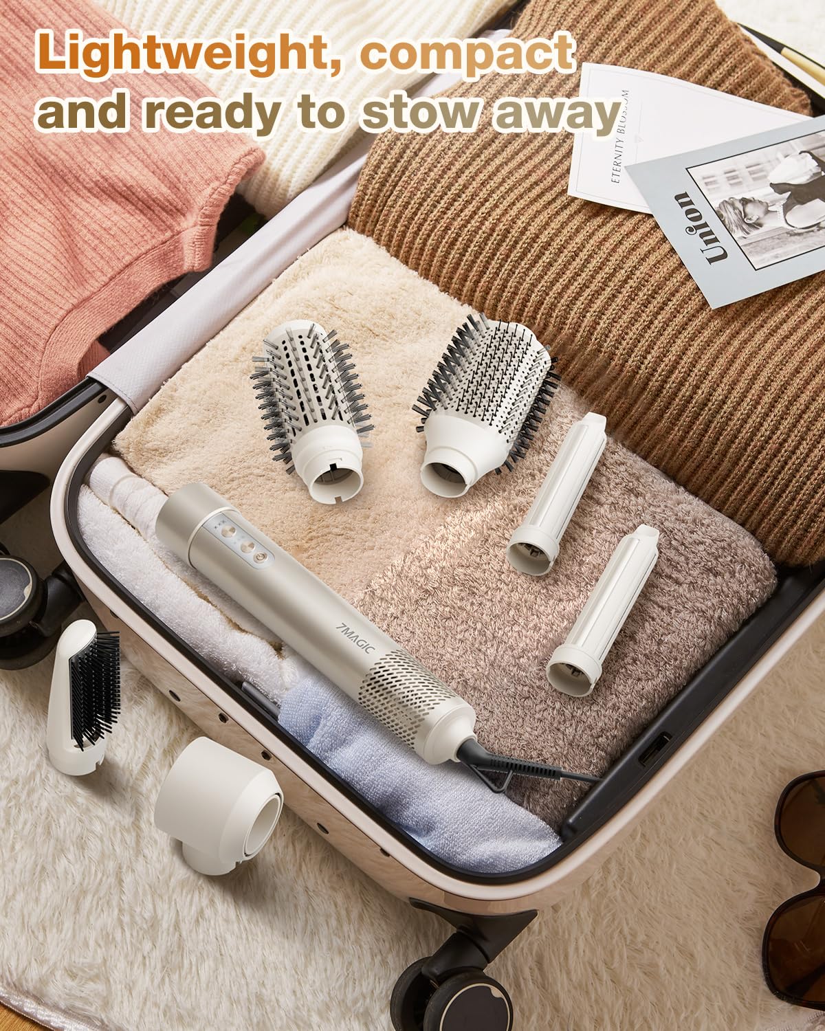 7MAGIC Hair Dryer Brush & 6 in 1 Hair Styler,110,000 RPM High-Speed Negative Ionic Hair Dryer Fast Drying, Multi Hair Styler, Pr