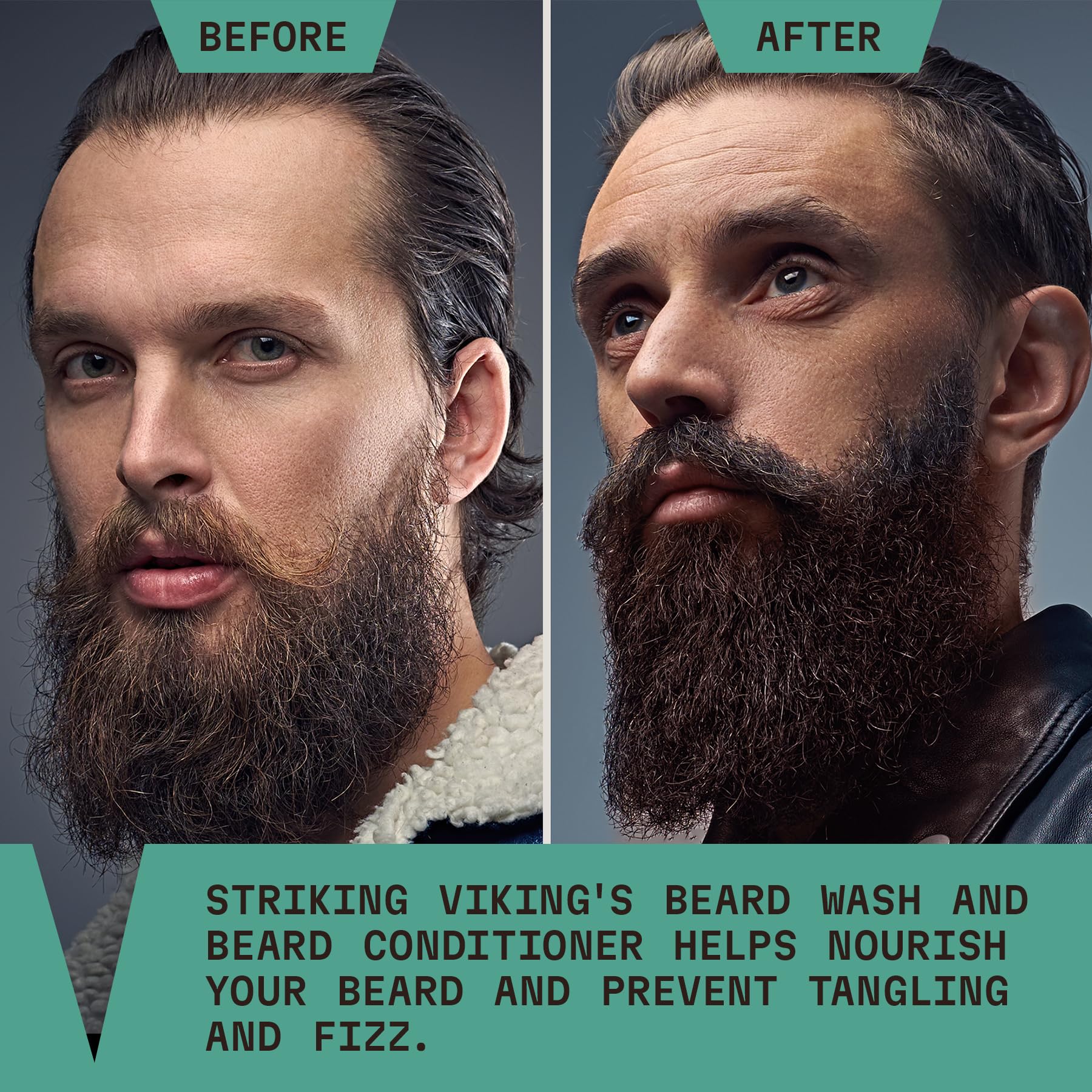 Striking Viking Beard Wash And Conditioner (Peppermint & Eucalyptus) - Paraben & Sulfate Free Beard Shampoo & Beard Conditioner
