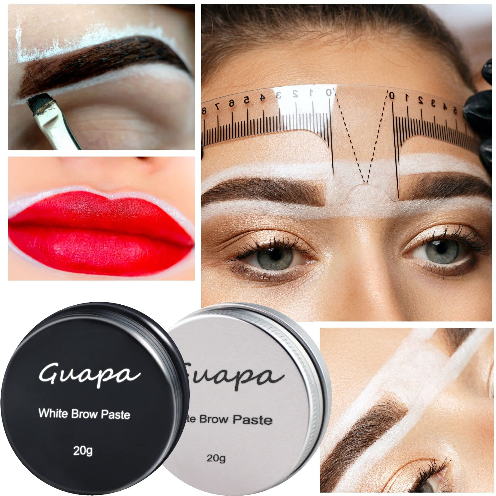 20 G / 0.7 Oz White Brow Contour Paste Eyebrow Mapping Paste Eyebrow Tinting Tool For Micropigmentation (1 Box Black Box)