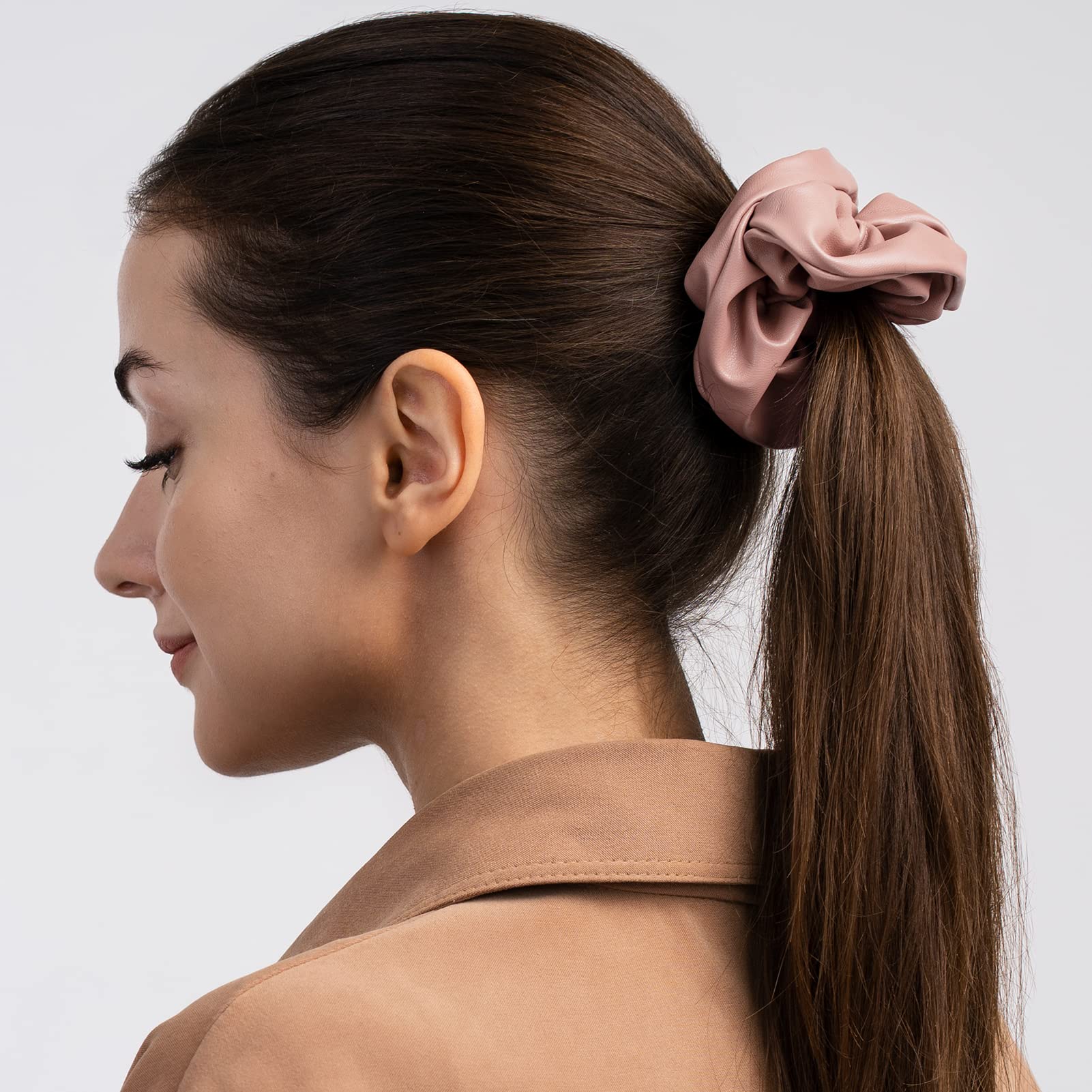 Scrunchies for Women 6PCS Large Velvet Scrunchies for Women Thick Hair Ultra Textured Soft Scrunchy Hair Ties for Girls Neutral